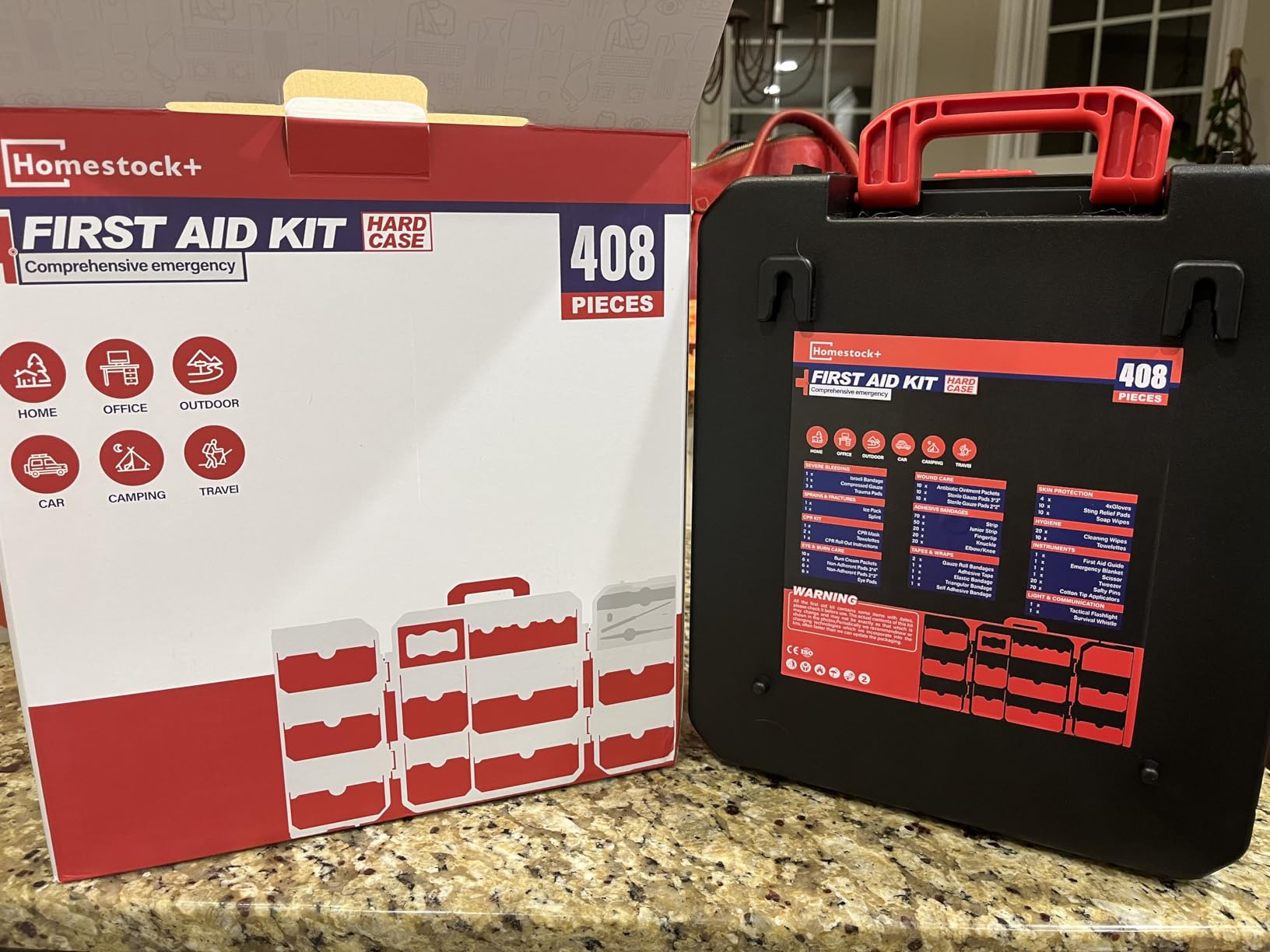 Large First Aid Kit for Business- Plastic Wall Mounted First Aid Box, Hard Case First Aid Kit, Emergency Kit for Car, Home, Offices - 408 Piece customer photo 2