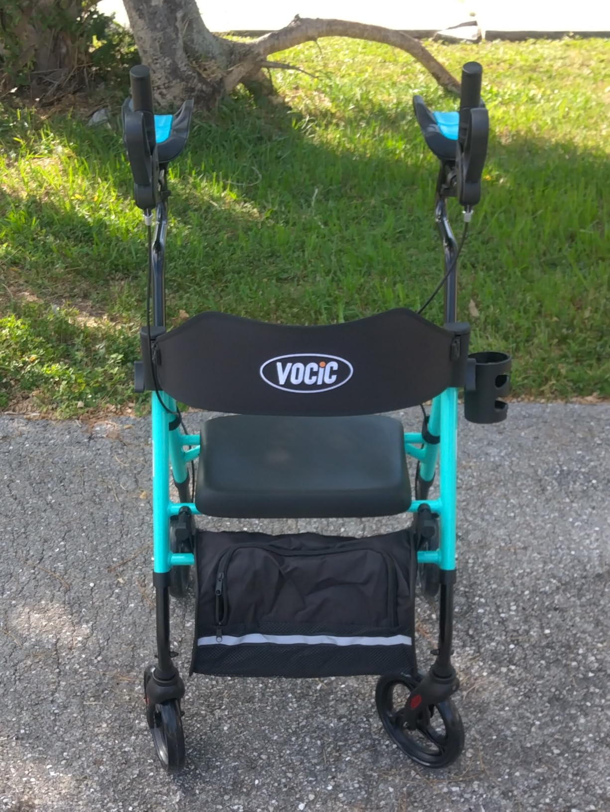 VOCIC Walkers for Seniors, Upright Walker with Adjustable Armrests, Z22 GelCool Stand Up Walker with Ergo Seat & Backrest, 8