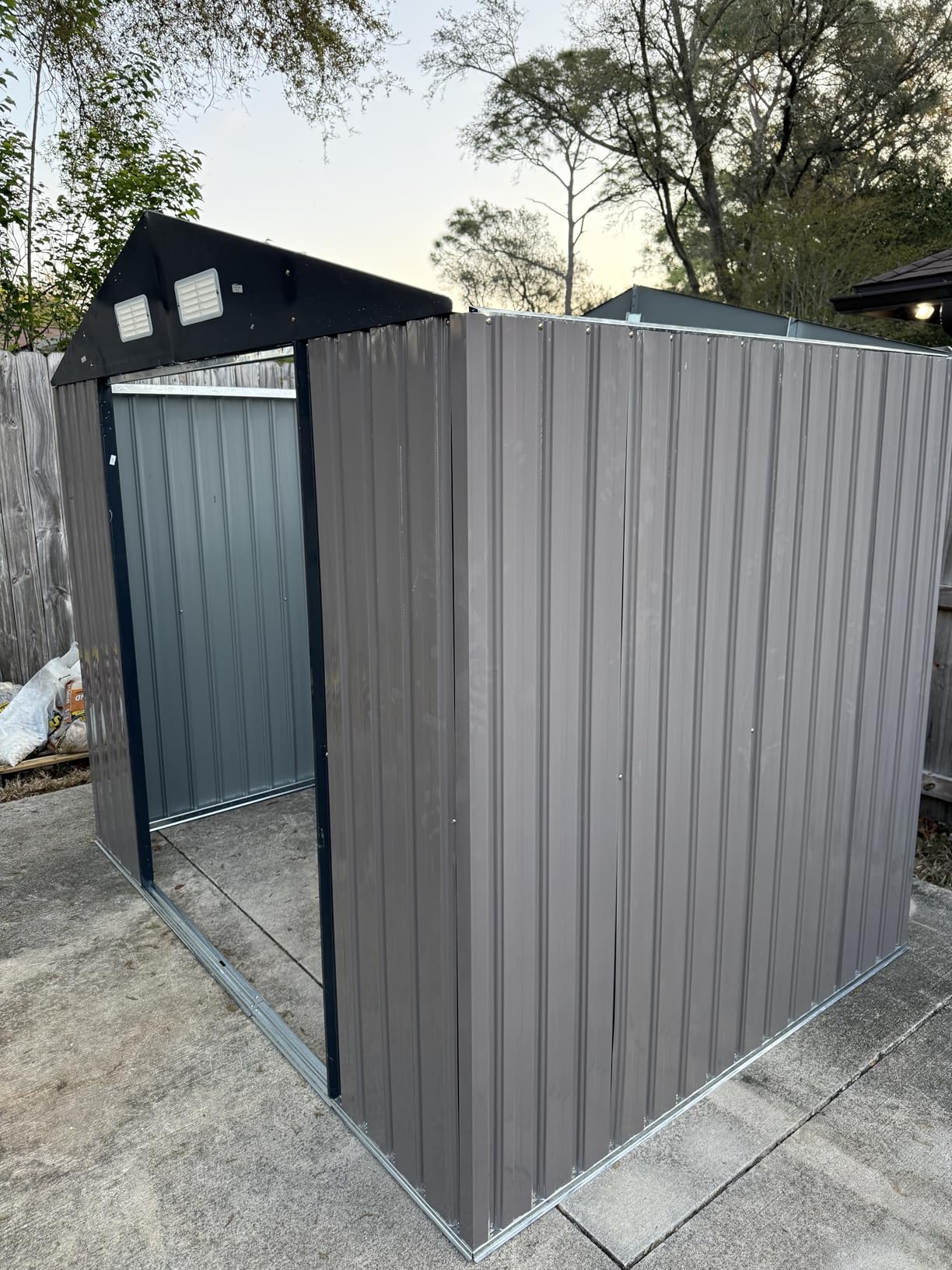 Aoxun 8x6FT Shed with Floor Galvanized Steel Outdoor Storage Shed Metal Garden Shed with Double Doors, Moisture-Proof Floor & Ventilation, Sloped Roof for Bike/Generator/Tool Storage (Brown) customer photo 1