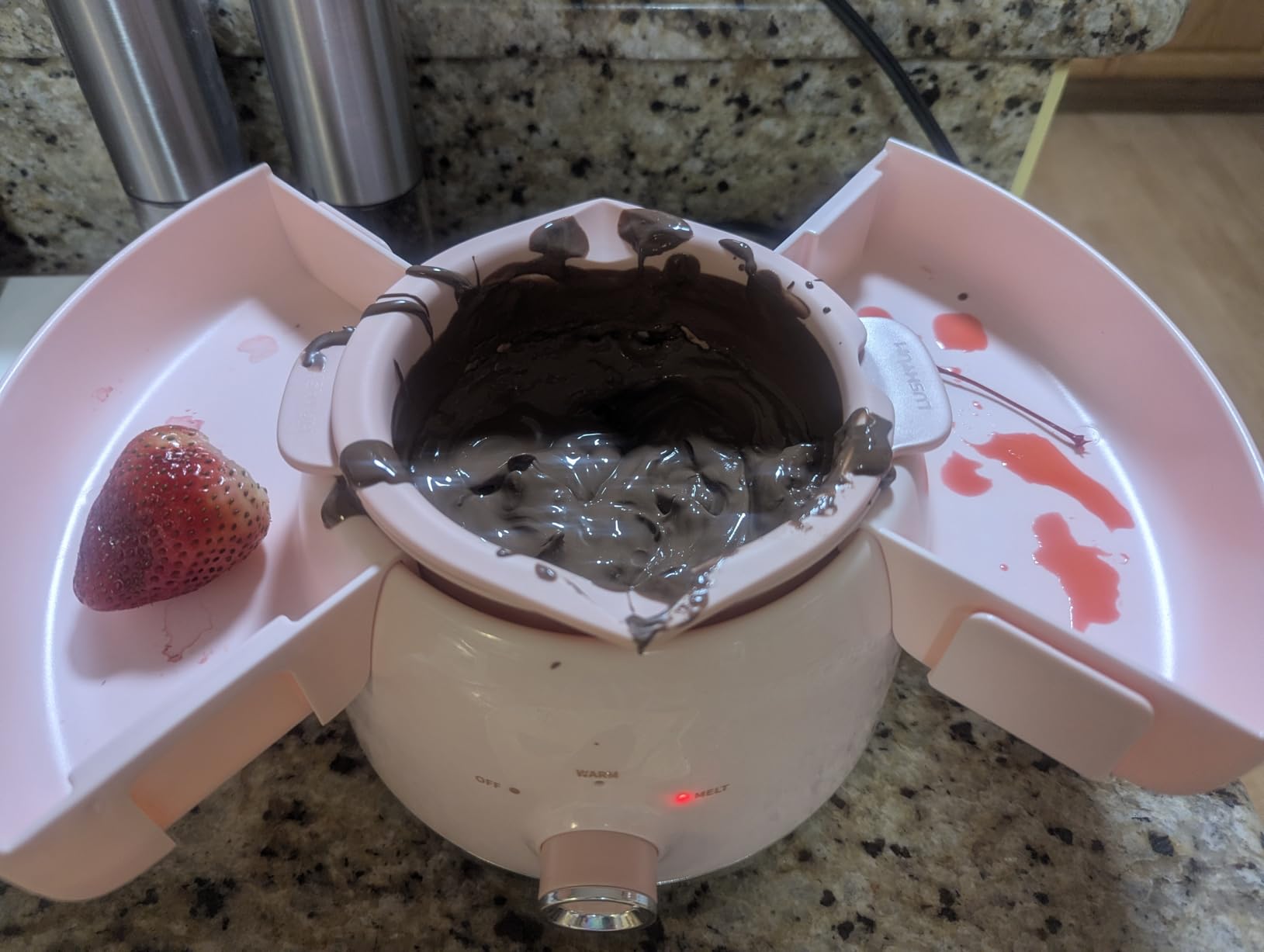 LUSHYUM Chocolate Fondue Pot Set Electric Melting Machine, 4-Cup Capacity 4 Trays 5 Forks 1 Spatula Cheese Warmer, Ideal Gift for Couple Family & Date Night Idea House Warming Holidays Essentials customer photo 1