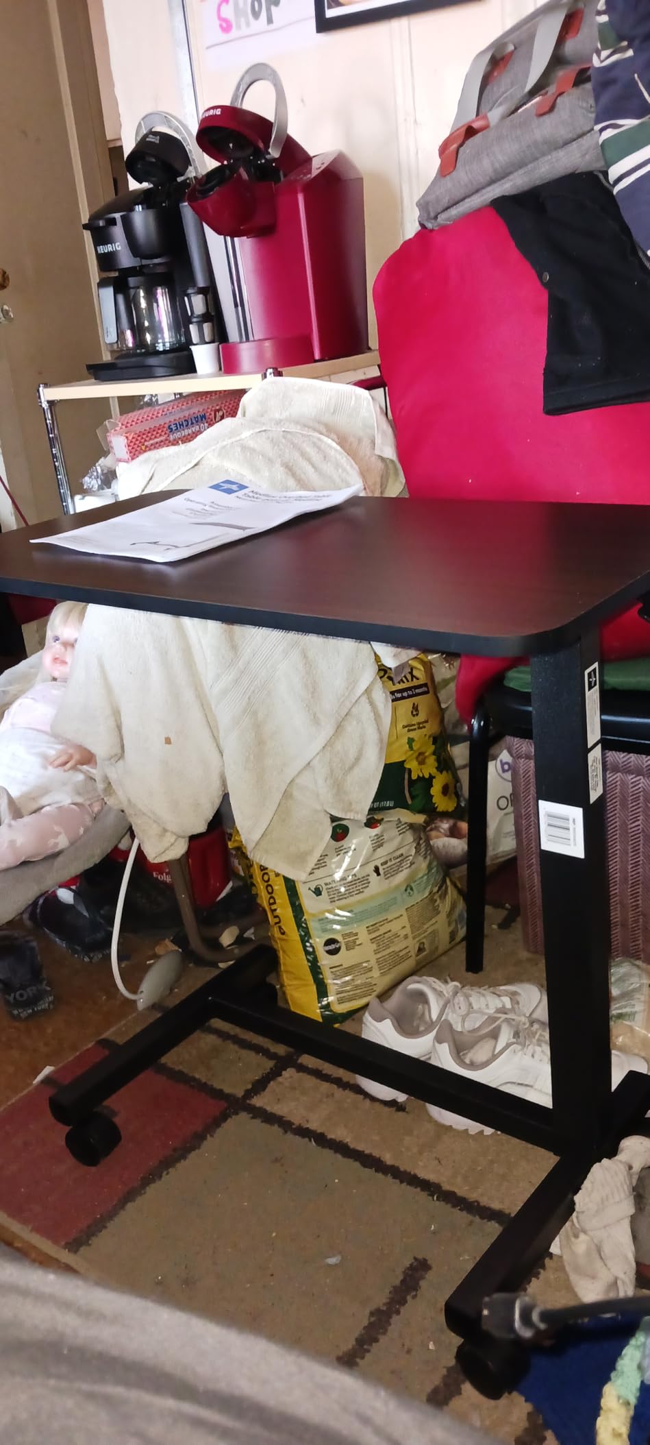 Adjustable Overbed Table on Wheels - Height Adjustable from 30