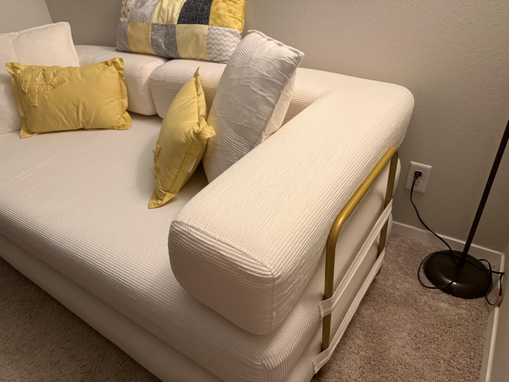 4-in-1 Folding Convertible Sofa Bed, 78 Inch Boneless Couch with Fixed-Shape Frame, Corduroy Loveseat Sleeper with Pull Out Bed, Floor Sofa Modular Futon Couch for Living Room Bedroom Lounge (Beige) customer photo 2