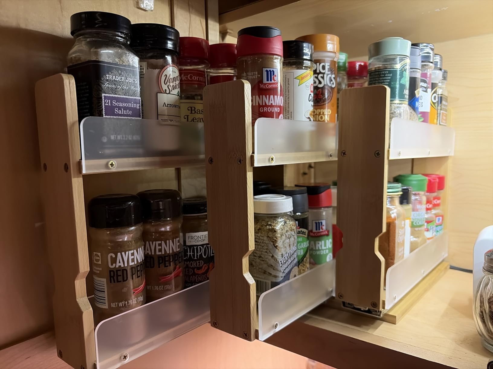 SpaceAid Bamboo Pull Out Spice Rack Organizer for Cabinet, Heavy Duty Slide Out Seasoning Kitchen Pantry customer photo 1