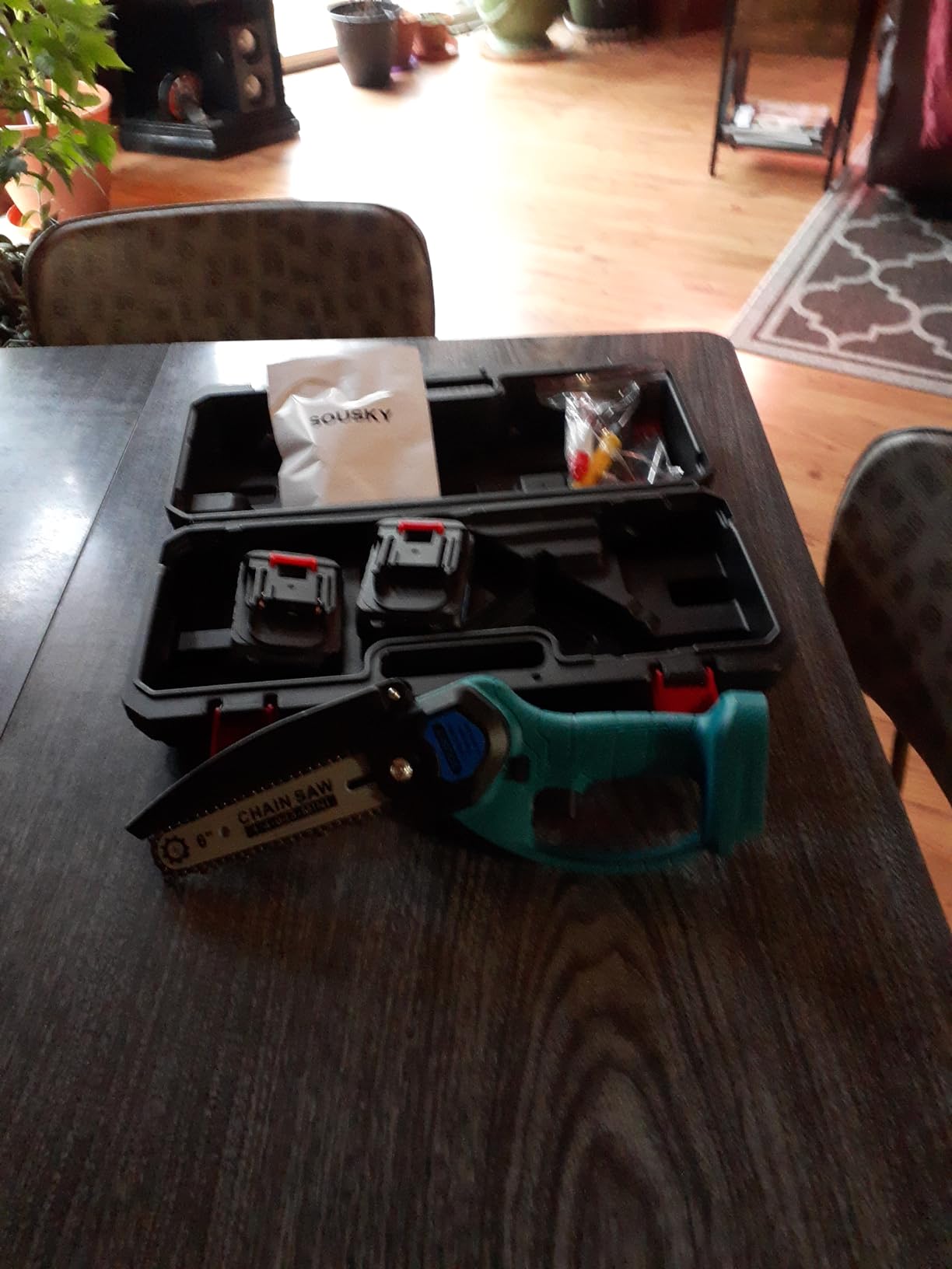 2-in-1 6 In Mini Chainsaw & Electric Pole Saw, Electric Pole Saws for Tree Trimming, 21V Cordless Battery Chainsaw Powered with 2 Batteries, Lightweight Tree Trimming Tool for Small Branches customer photo 1