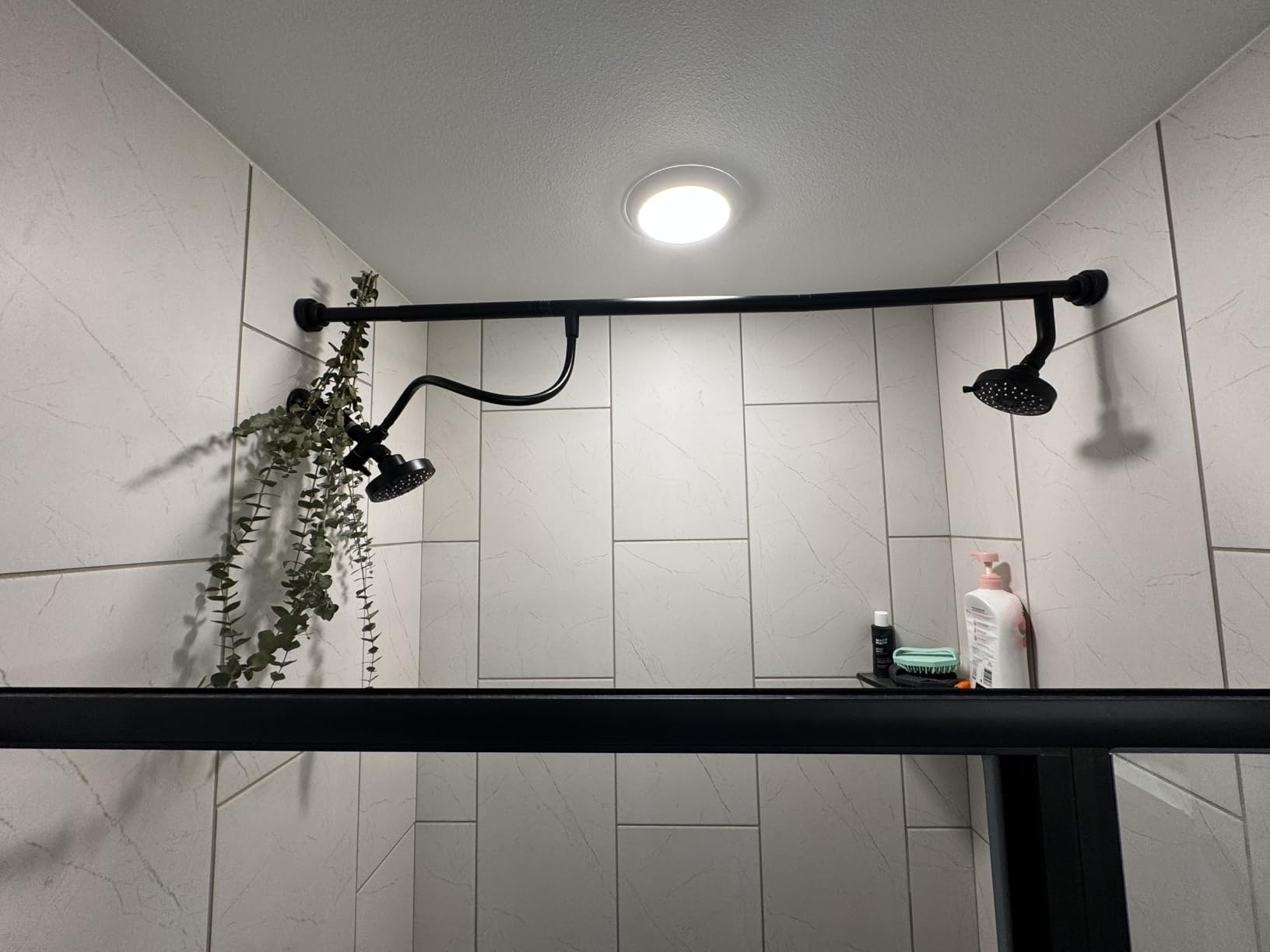 Dual Shower Head for Couples, High Pressure Double Shower Heads for Two People Rod, Two Showerhead System Fit 2 Person, Birthday Gifts for Women Men, Spa-Like (Black) Segmented Design customer photo 1