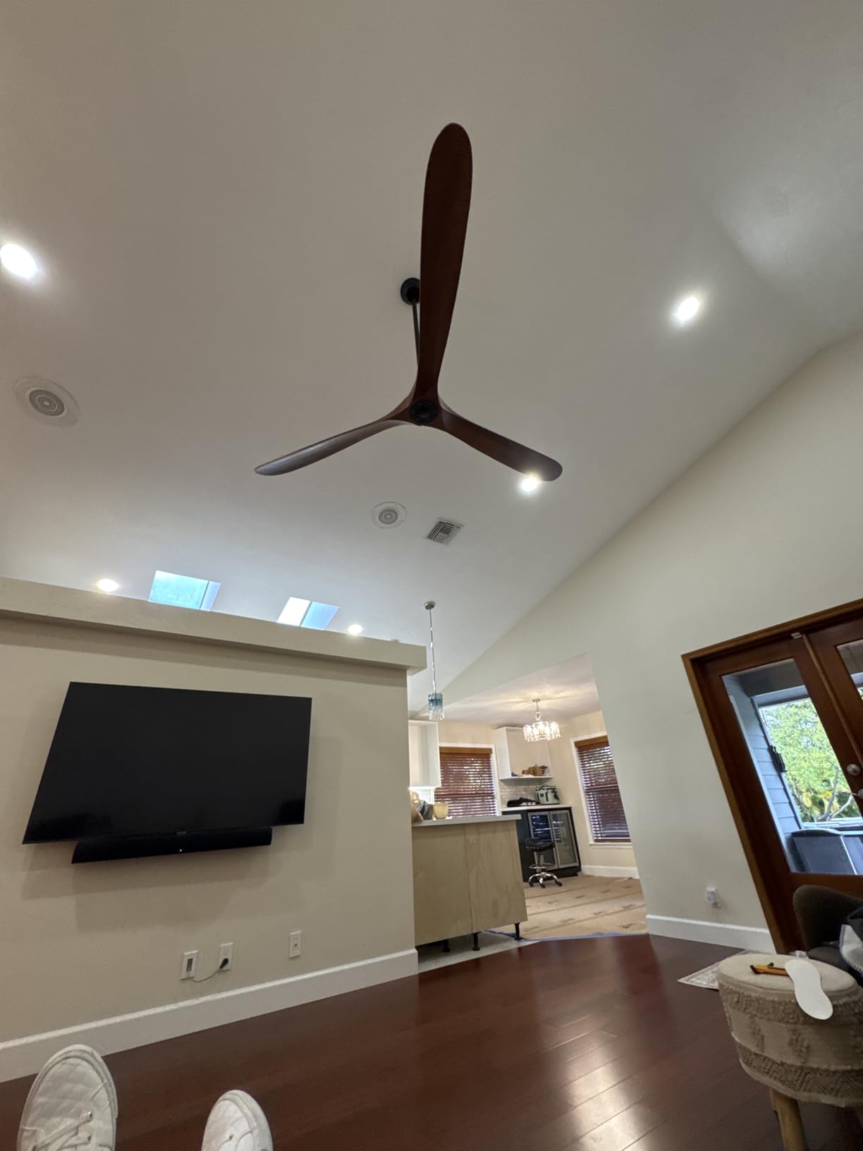 Ceiling Fans No Light, 84 Inch Extra Large Ceiling Fan with Remote, 3 Wood Blades DC Motor, High CFM, Propeller Outdoor Ceiling Fan for Patios Bedroom, Deep Walnut customer photo 1