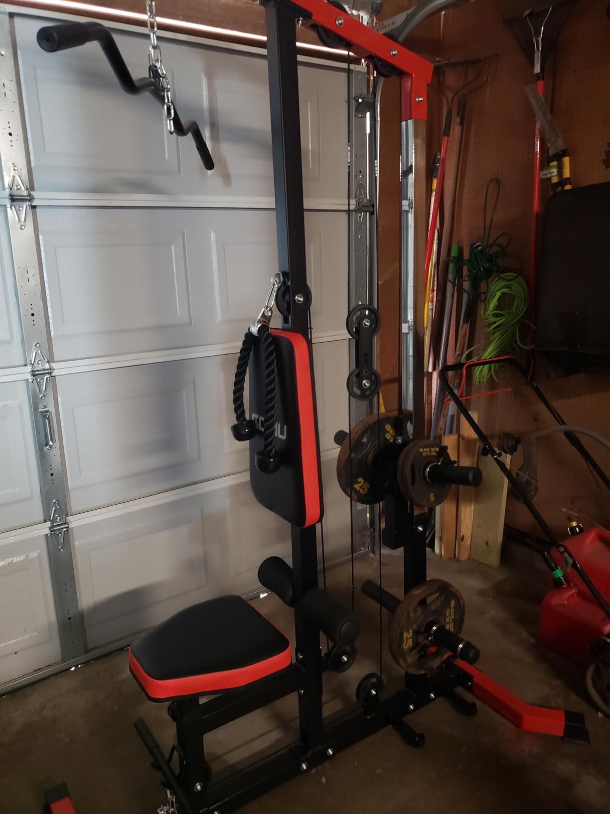 LS01 LAT Pulldown Machine, LAT Row Cable Machine with AB Crunch, LAT Tower with Cable Row Attachments, 3 in 1 Pulley Stations customer photo 1
