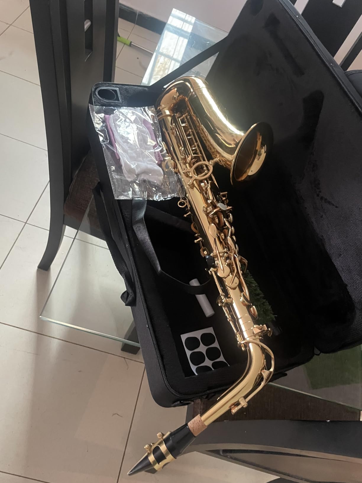 Tenor Saxophone Complete Kit w/Case, Mouthpiece, 10pc Reeds, Professional B Flat Tenor sax, Gold Brass Lacquer, Rich, Warm Tone for Jazz & Classical, Ideal for Students to Pros (Golden) customer photo 1