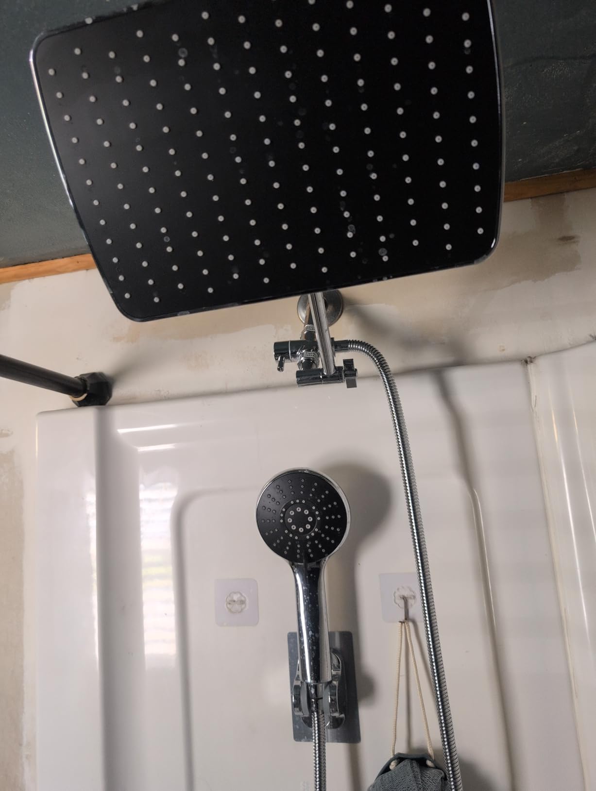 Rain Shower Head with Handheld, 11.8 Inch High Pressure Handheld Shower with Multi Spray Modes, Holder and Rainfall Combo 11'' Extension Arm, Chrome, Bathroom Decor customer photo 1