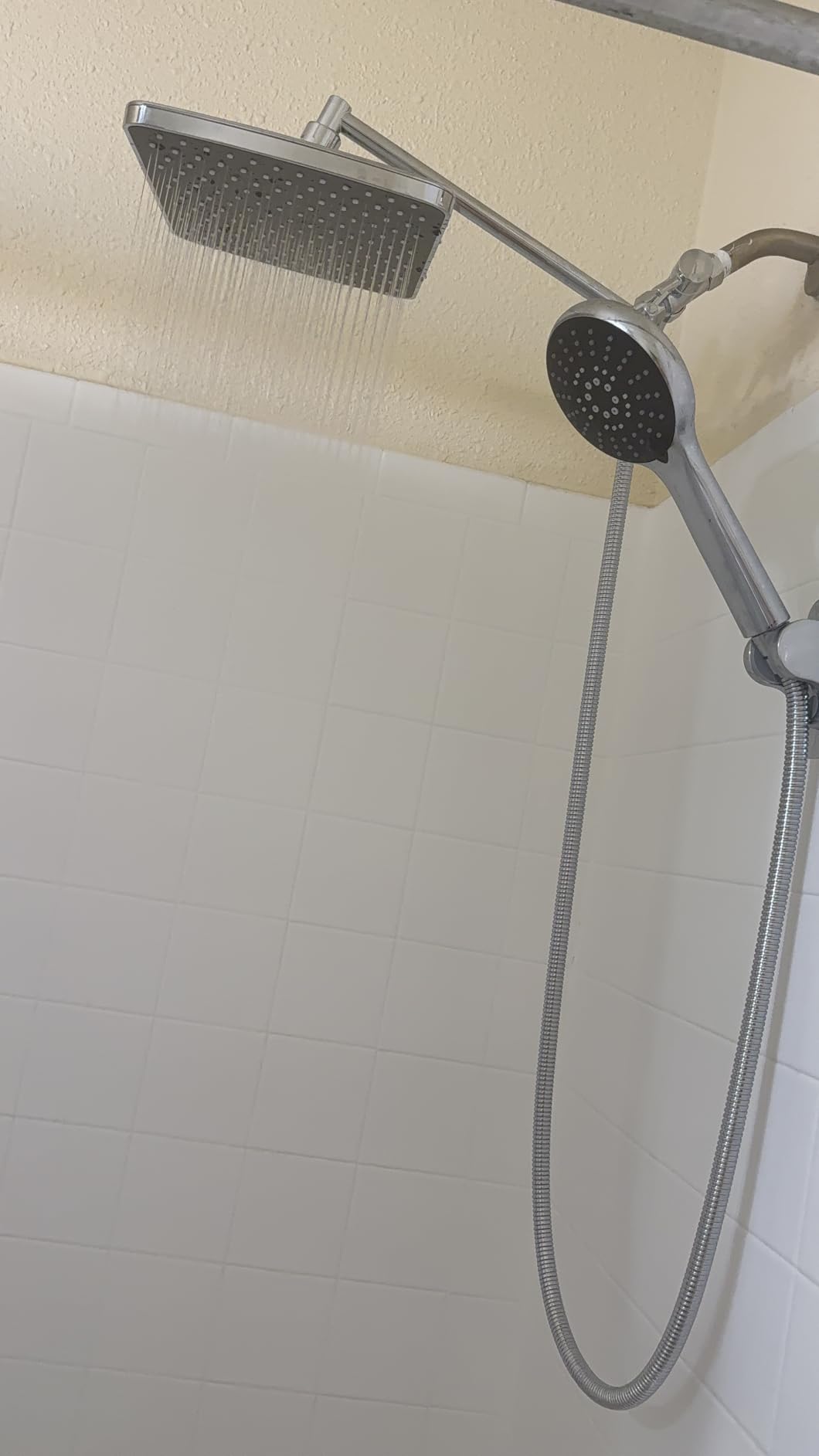 Rain Shower Head with Handheld, 11.8 Inch High Pressure Handheld Shower with Multi Spray Modes, Holder and Rainfall Combo 11'' Extension Arm, Chrome, Bathroom Decor customer photo 2