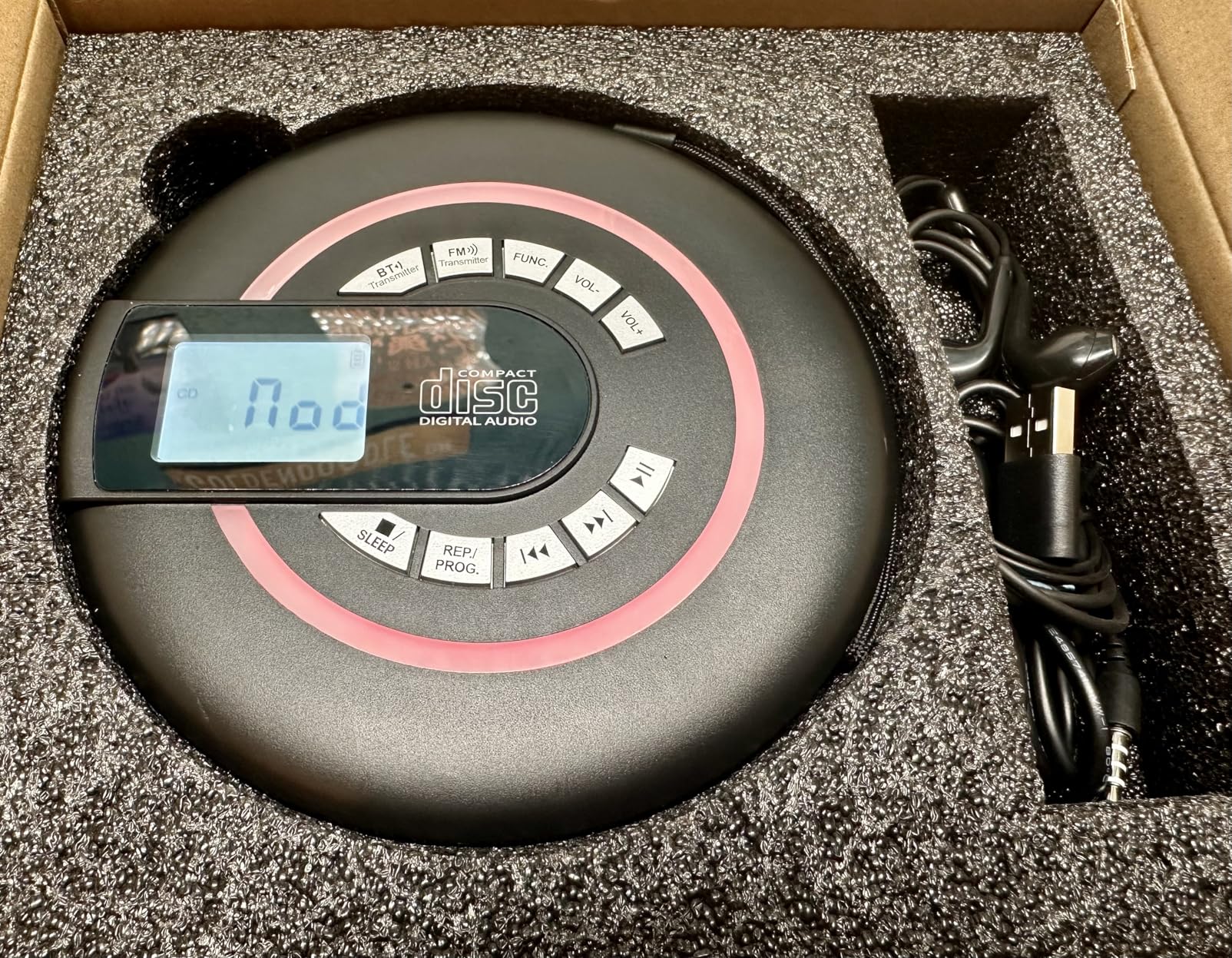 Portable CD Player with Speaker Bluetooth Discman for Car with FM Transmitter Rechargeable Lightweight Anti-Skip Protection Repeat Headphones AUX/USB LCD Display RGB Light Gifts Kids Student customer photo 1