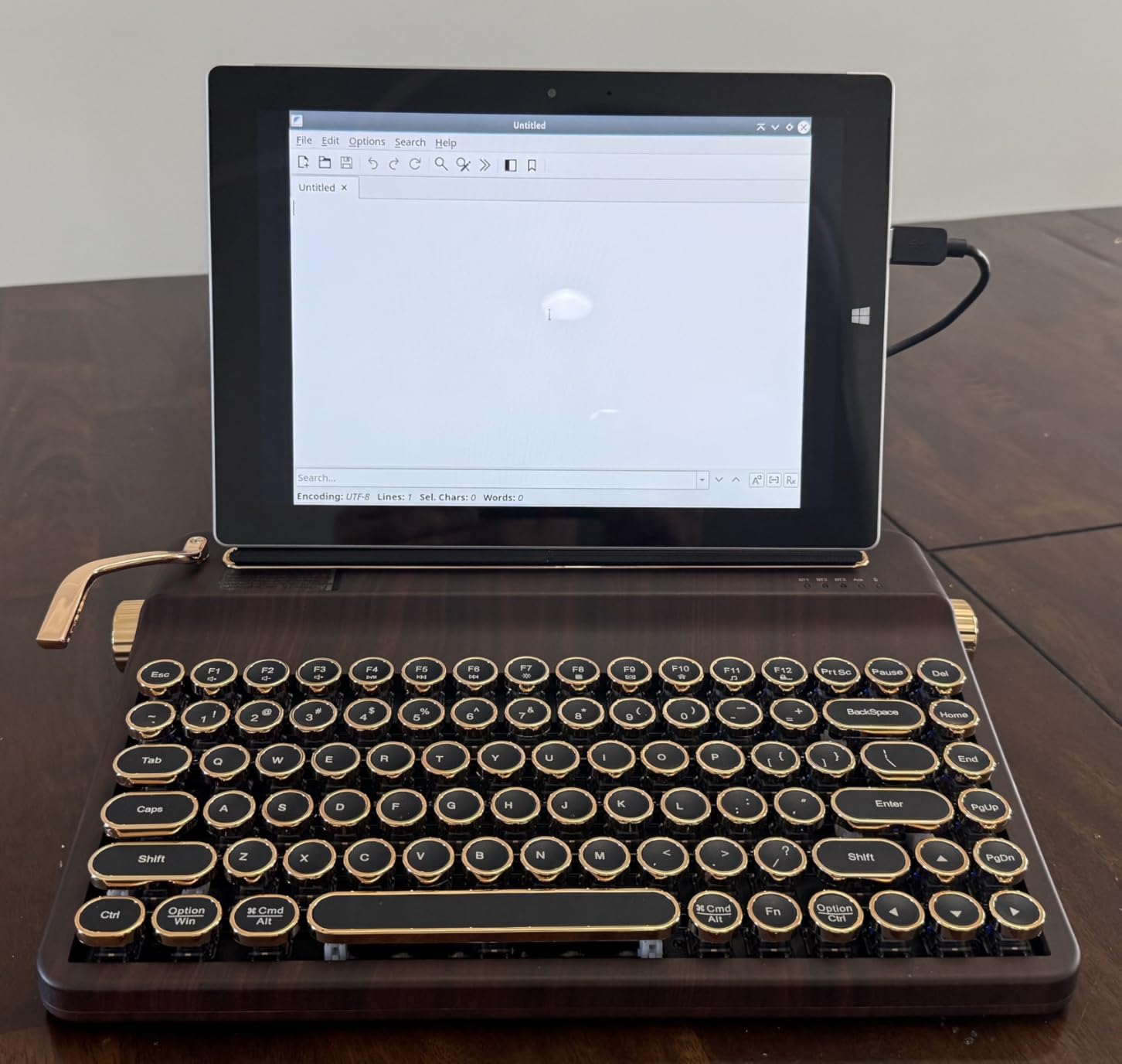YUNZII QL75 Wireless Typewriter Hot Swap Retro Mechanical Keyboard,Punk Round Keycaps,RGB Backlit QMK/VIA Programmable, Multi-Device Keyboard with 2.4GHz/Type-C/BT5.0 (Wood, Onyx Switch) customer photo 1