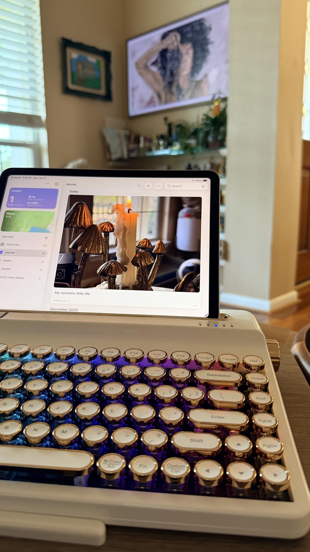 YUNZII QL75 Wireless Typewriter Hot Swap Retro Mechanical Keyboard,Punk Round Keycaps,RGB Backlit QMK/VIA Programmable, Multi-Device Keyboard with 2.4GHz/Type-C/BT5.0 (Wood, Onyx Switch) customer photo 2
