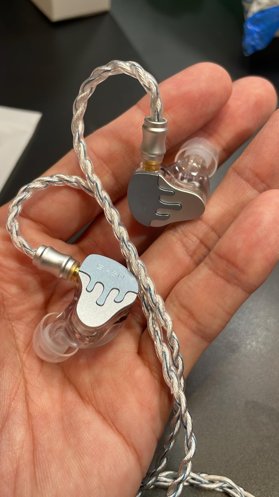 BASN BmasterX in Ear Audio Monitor, Hybrid 6 Drivers IEM Earphones with Crystal Clear Sound, Detachable Cable Plus Carrying Case (3.5mm & 4.4mm Jack, Blue/White) customer photo 1
