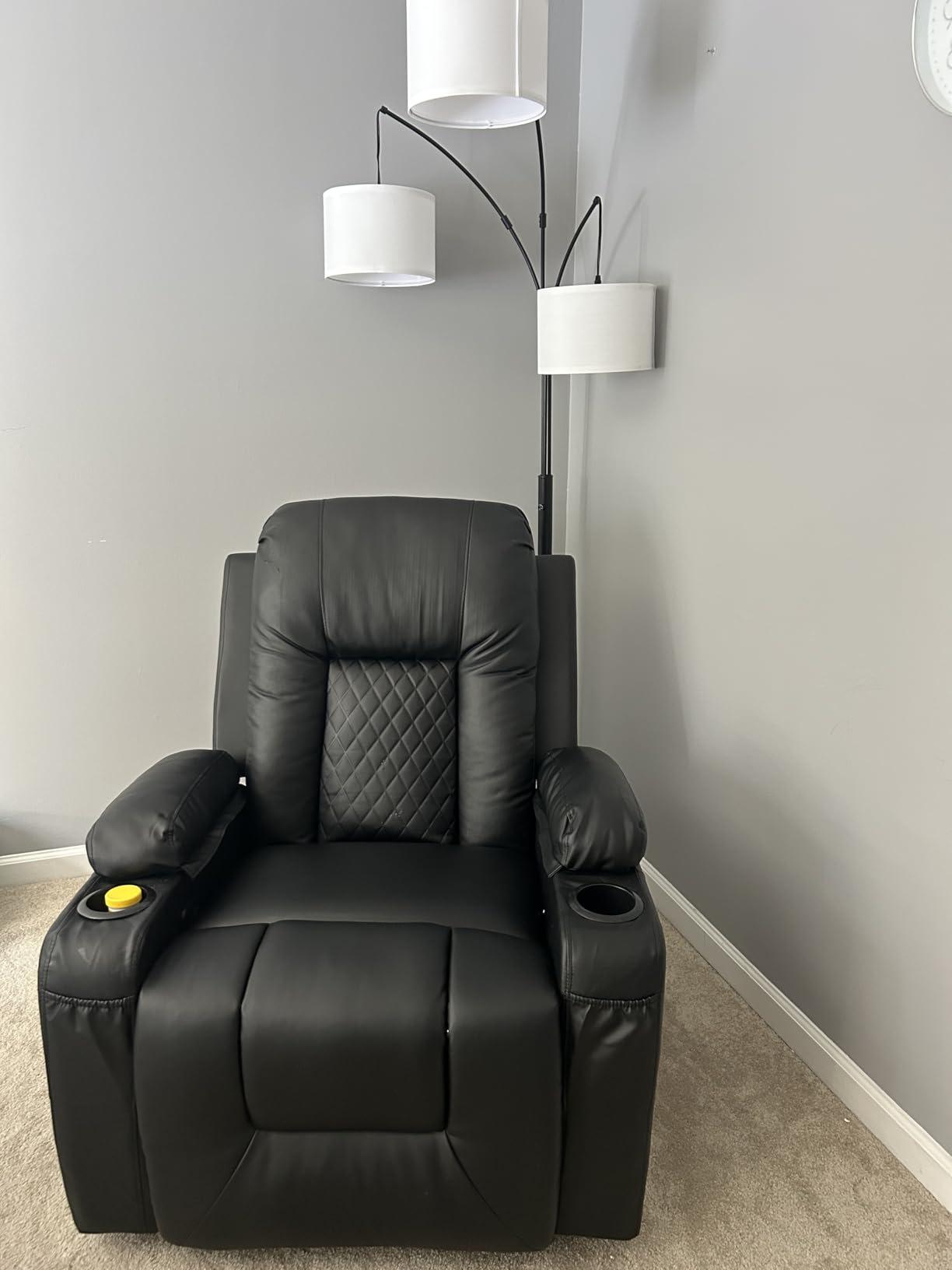 FURNIMAT Recliner Chair for Adults, Oversized Manual Pull Tab Reclining Chair, 2-Tier Cushions, Minimalist Style Single Sofa for Living Room, RV (Polished Microfiber) customer photo 1