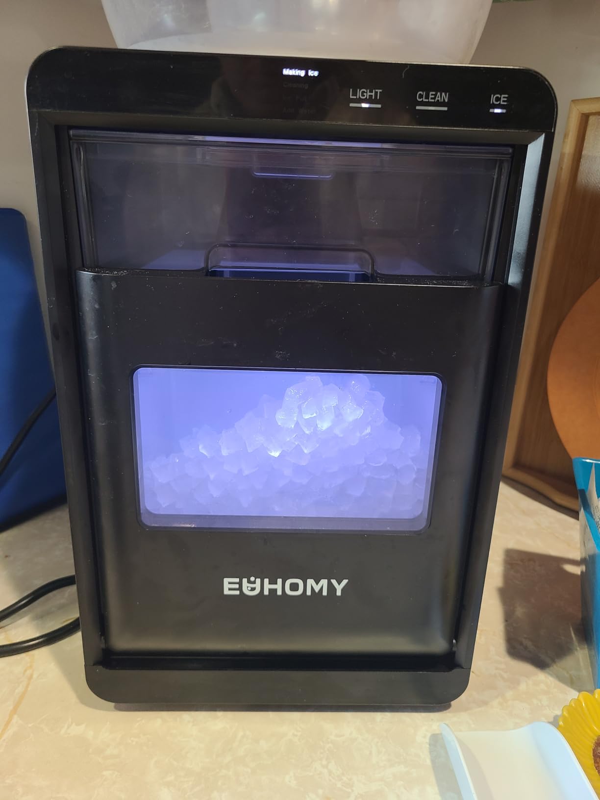 EUHOMY Nugget Ice Maker Countertop, 40Lbs/24H Pebble Ice Maker Machine, Self-Cleaning Countertop Sonic Ice Makers with Ice Scoop&Basket, Pellet Ice Maker Machine for Home/Kitchen/Office customer photo 1