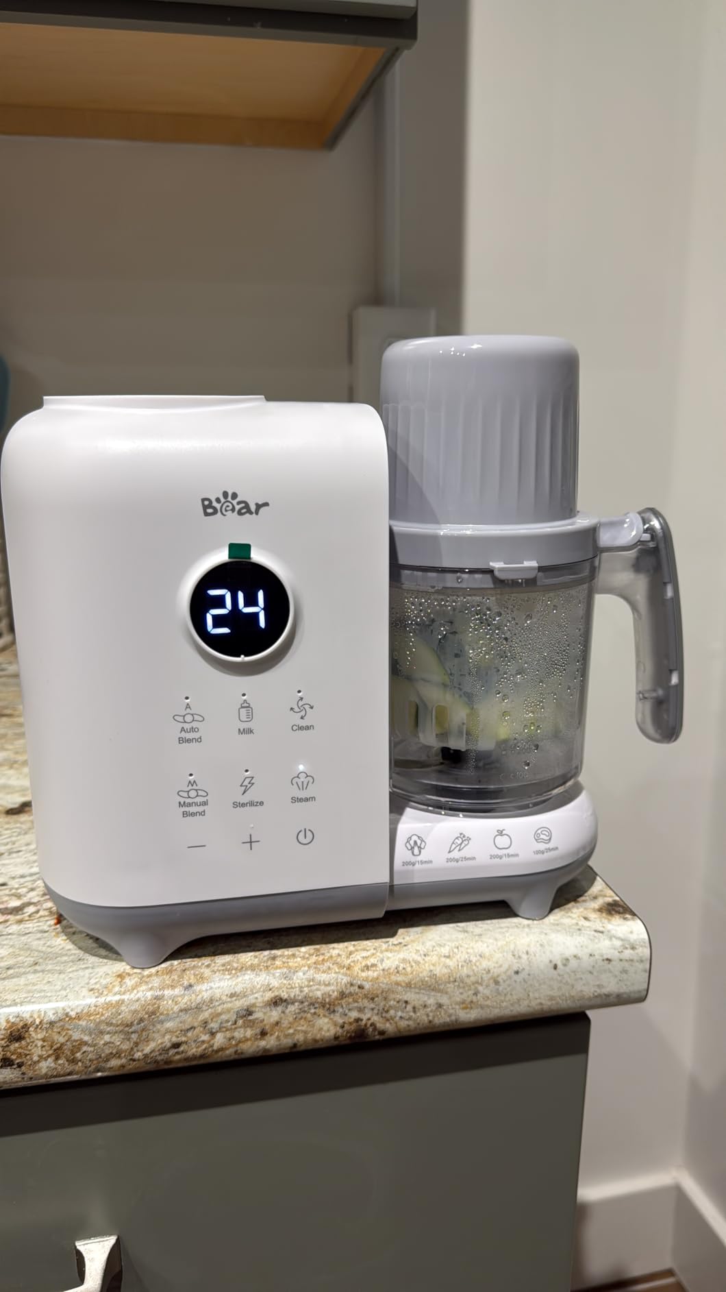 Bear Baby Food Maker with 18.5oz Dual-Layer Steam Baskets, OneStep Baby Food Processor Steamer Puree Blender Grinder Mills, Auto Cooking Grinding&Sterili-zing for Healthy Homemade Baby Food, BPA-Free customer photo 2