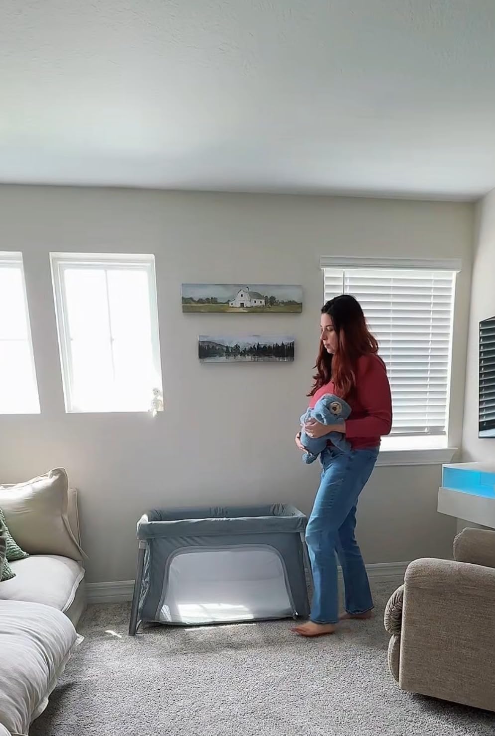 Newton Baby Compact Travel Crib & Play Yard | Breathable & Washable Mattress, Foldable Carry-On Size, Backpack Straps, Grey, Newton Bassinet Attachment NOT Included or Compatible customer photo 1