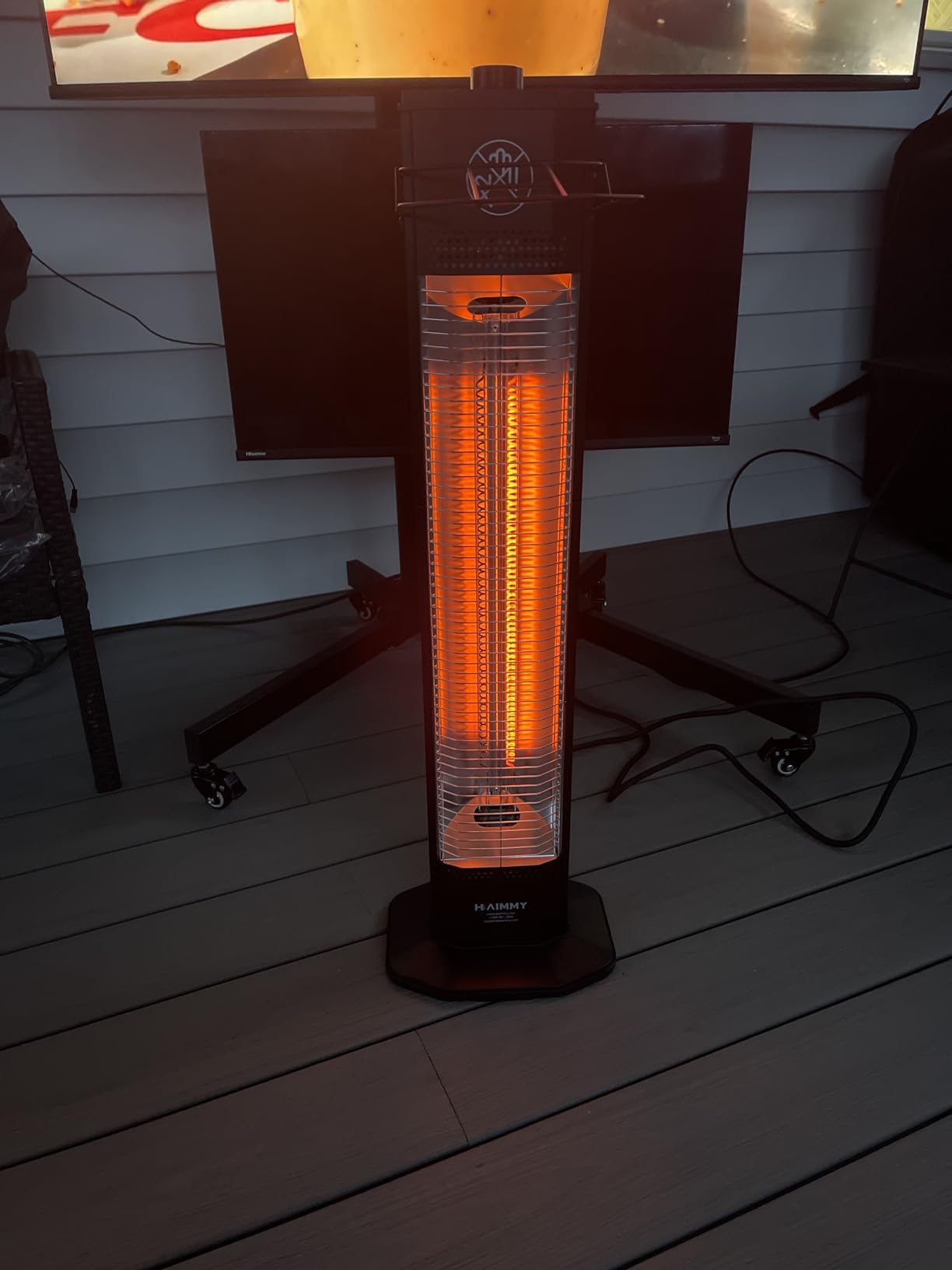 NFCCRA Outdoor Electric Patio Heater, 34-inch 1500W Infrared Tower Heater with Instant Heating, Tip-Over & Overheat Protection, IPX5 Waterproof Space Heater for Patio Garage Workshop Indoor & Outdoor Use customer photo 1