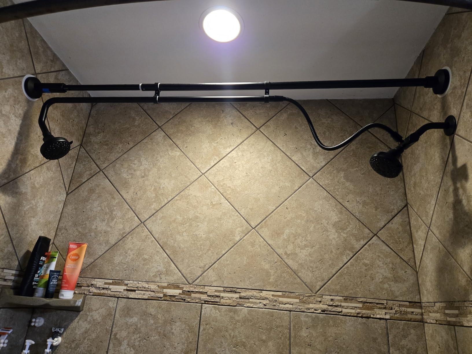 Tandem Shower Heads, Double Shower Head for Couples, Dual Shower Head System for Two People, High Pressure and Adjustable Double Shower Heads (Black) customer photo 1
