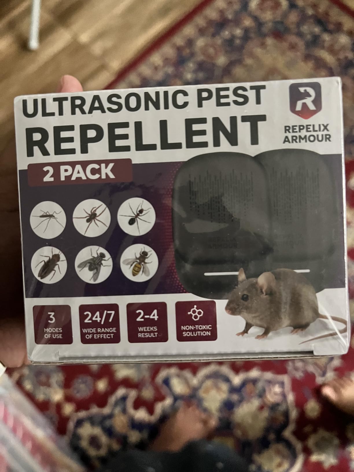 Ultrasonic Pest Repeller for Indoor Use - 2 Pack - Covers Up to 1,500 sq ft per Device - 3 Modes Mouse Repellent - Rodent Repellent - Helps Repel Rats, Spiders, Mosquitoes, Ants & Household Insects customer photo 2