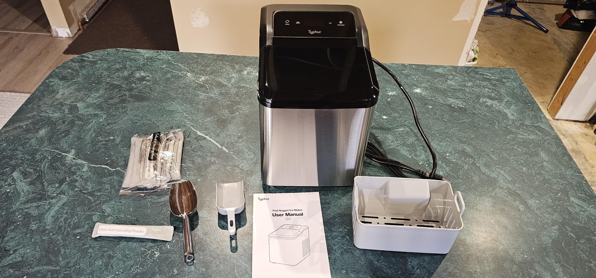 Typhur Fast Nugget Ice Maker Countertop with Self-Cleaning Pump, 35lbs/24H Crushed Pebble Ice Machine with Pellet Ice, 8 Packs Cleaner, Dual Ice Scoops for Home, Kitchen, Party, RV, Stainless Steel customer photo 2