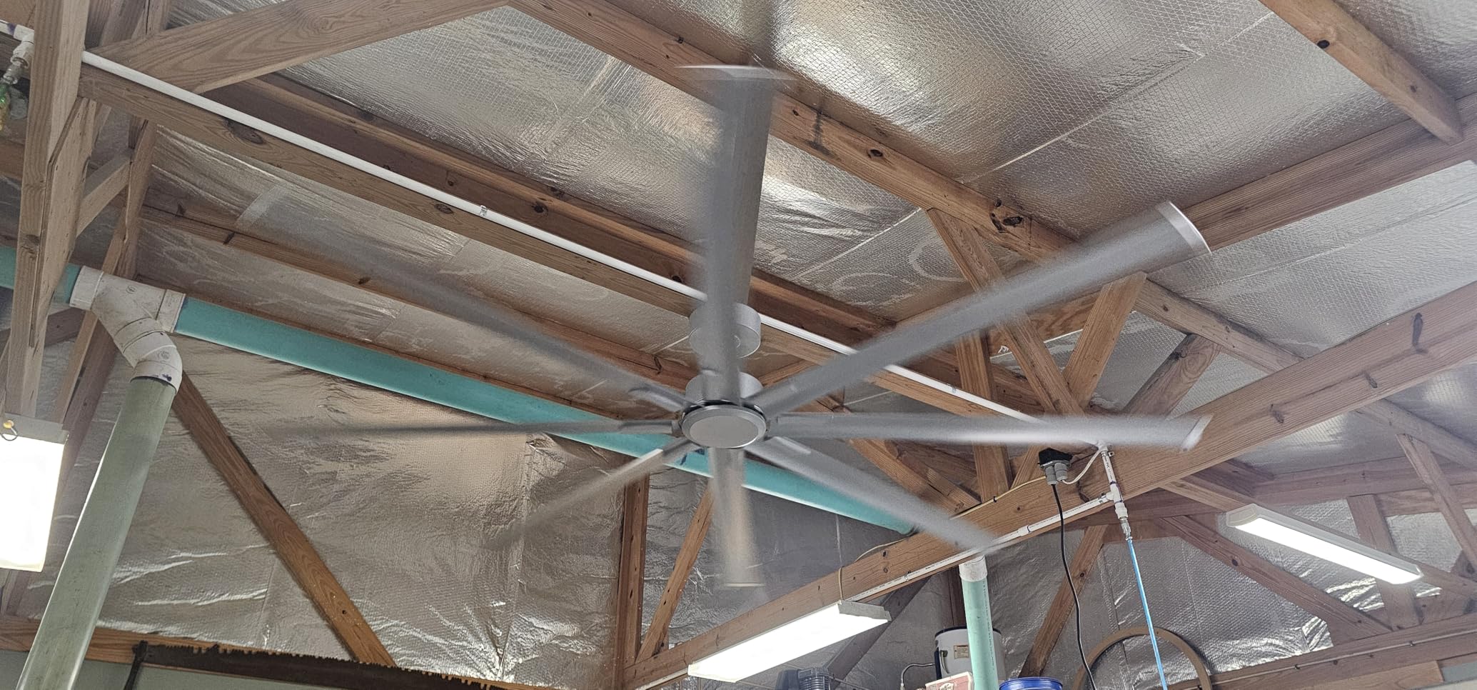 96 Inch Silver Industrial Ceiling Fan, Extra Large HVLS Commercial Big Assed Shop Ceiling Fan with 8 Aluminum Blades, DC Motor, Remote Control for Garage, Warehouse, Gym customer photo 1