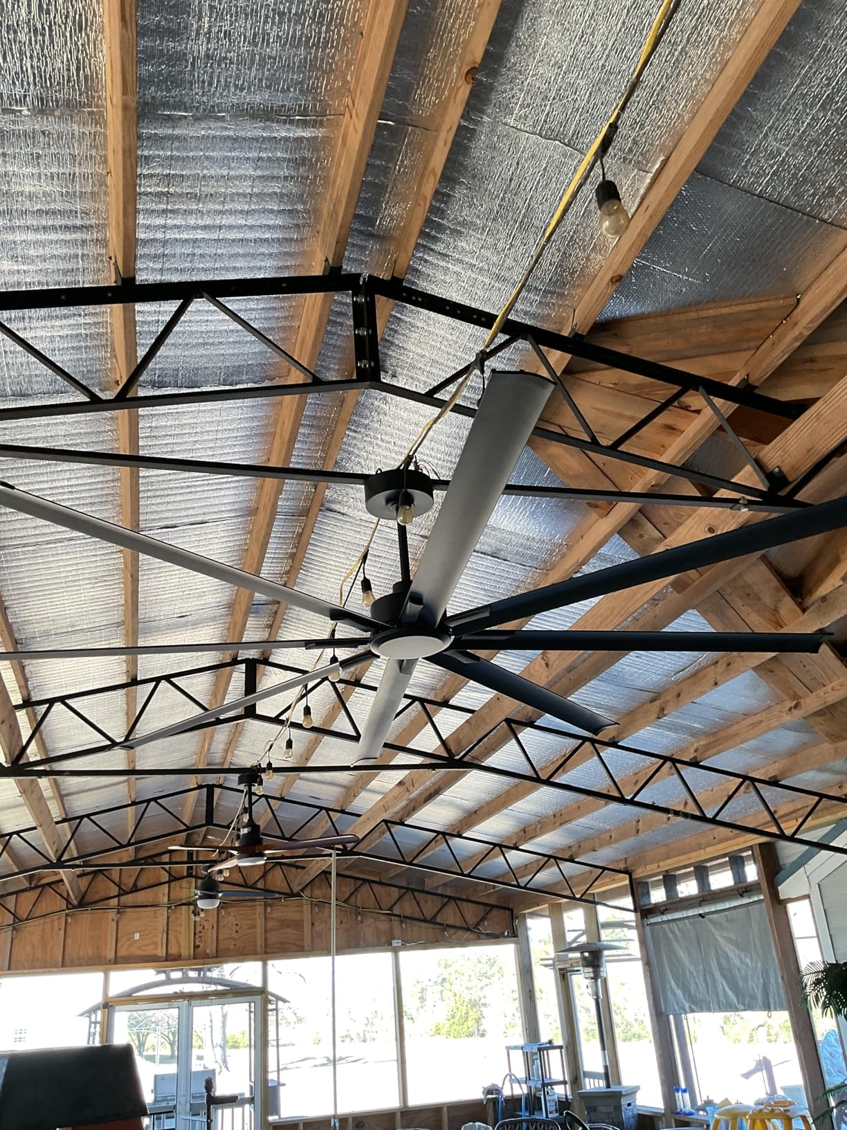 96 Inch Silver Industrial Ceiling Fan, Extra Large HVLS Commercial Big Assed Shop Ceiling Fan with 8 Aluminum Blades, DC Motor, Remote Control for Garage, Warehouse, Gym customer photo 2
