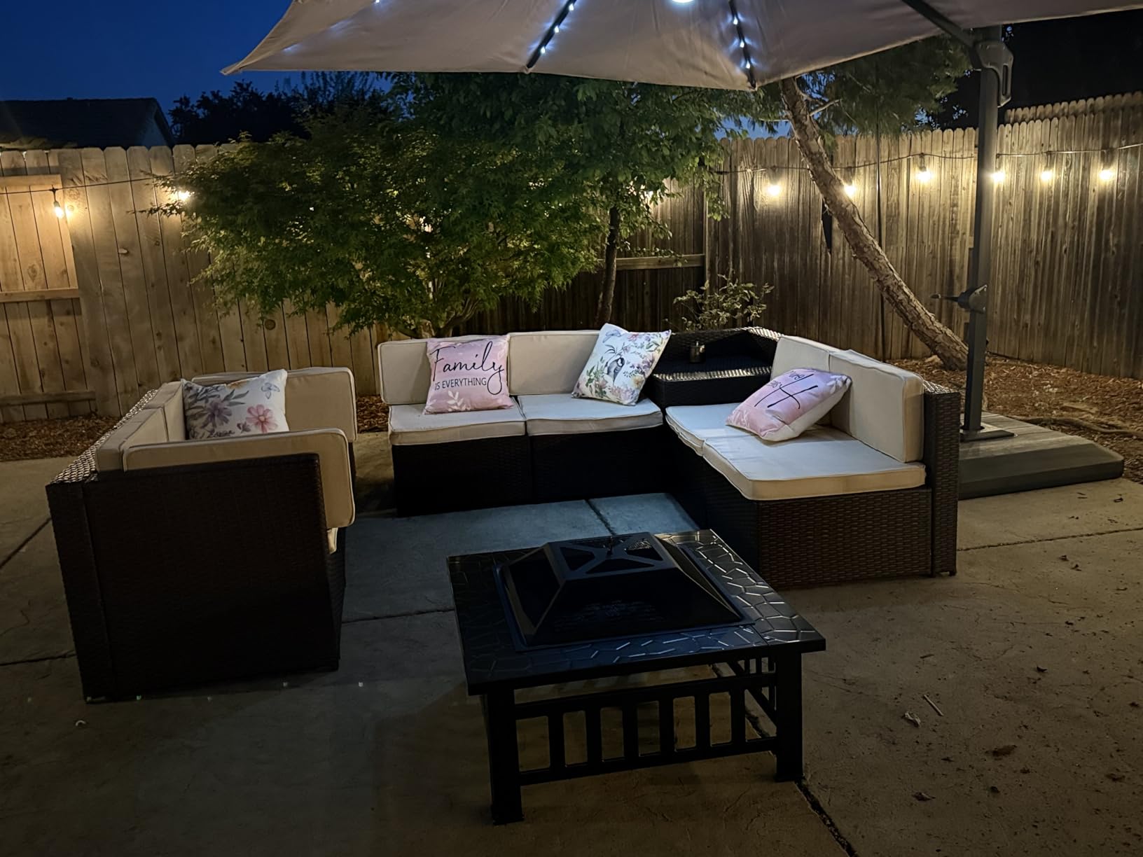 KROFEM 6-Piece Patio Furniture Set, Outdoor Sectional Sofa with Dining Table & Chairs, All-Weather Dining Set with Removable Cushion Covers, Ideal for Garden, Porch, Backyard, Black customer photo 2