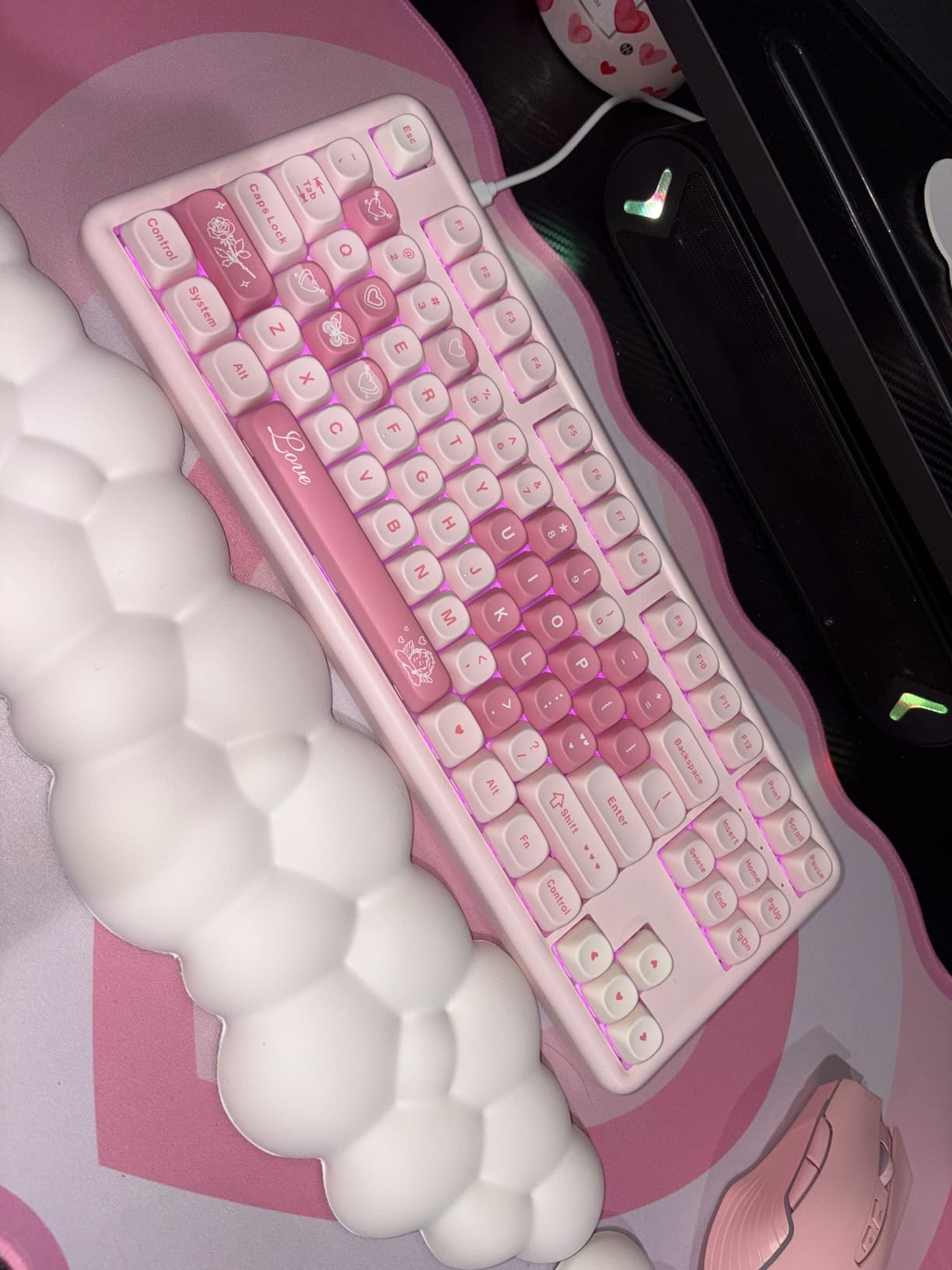 YUNZII B87 Wireless Mechanical Keyboard, QMK/VIA Programmable, TKL Layout 87 Keys, BT/2.4G/USB-C, Hot Swap Gasket Mount RGB Backlit Gaming with Wrist Rest for Win/Mac (Brown Heart, Milk V2) customer photo 1