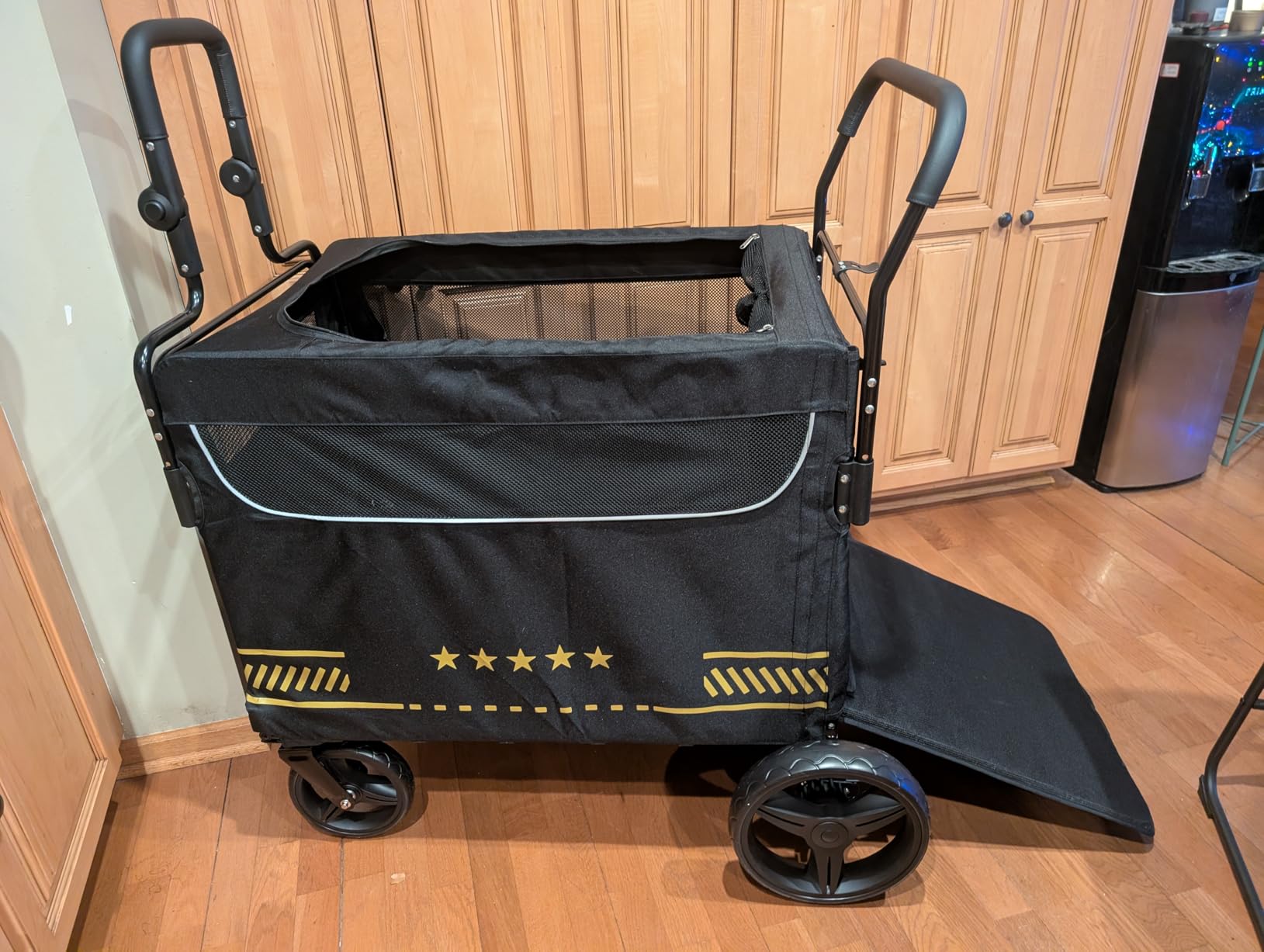 All Terrain Pet Stroller for Medium & Large Dogs with Ramp, Foldable Dog Stroller with Brakes, 3 Entrances, Dual Adjustable Handles with Reversible Push, 160lbs Weight Capacity customer photo 2