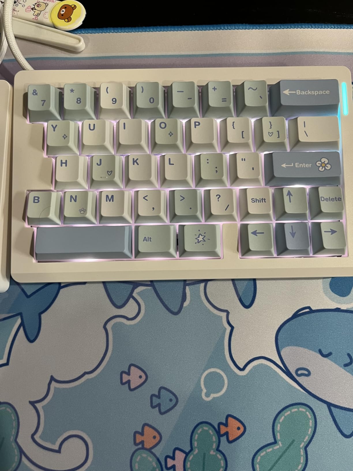 EPOMAKER Split70 Wireless Ergonomic Keyboard with QMK/VIA and Knob, Mechanical Gaming Keyboard with RGB, Hot-Swap, Creamy Linear Switch, PBT Keycap, Mac Modifier, Gasket, 70% Split Layout (White) customer photo 2