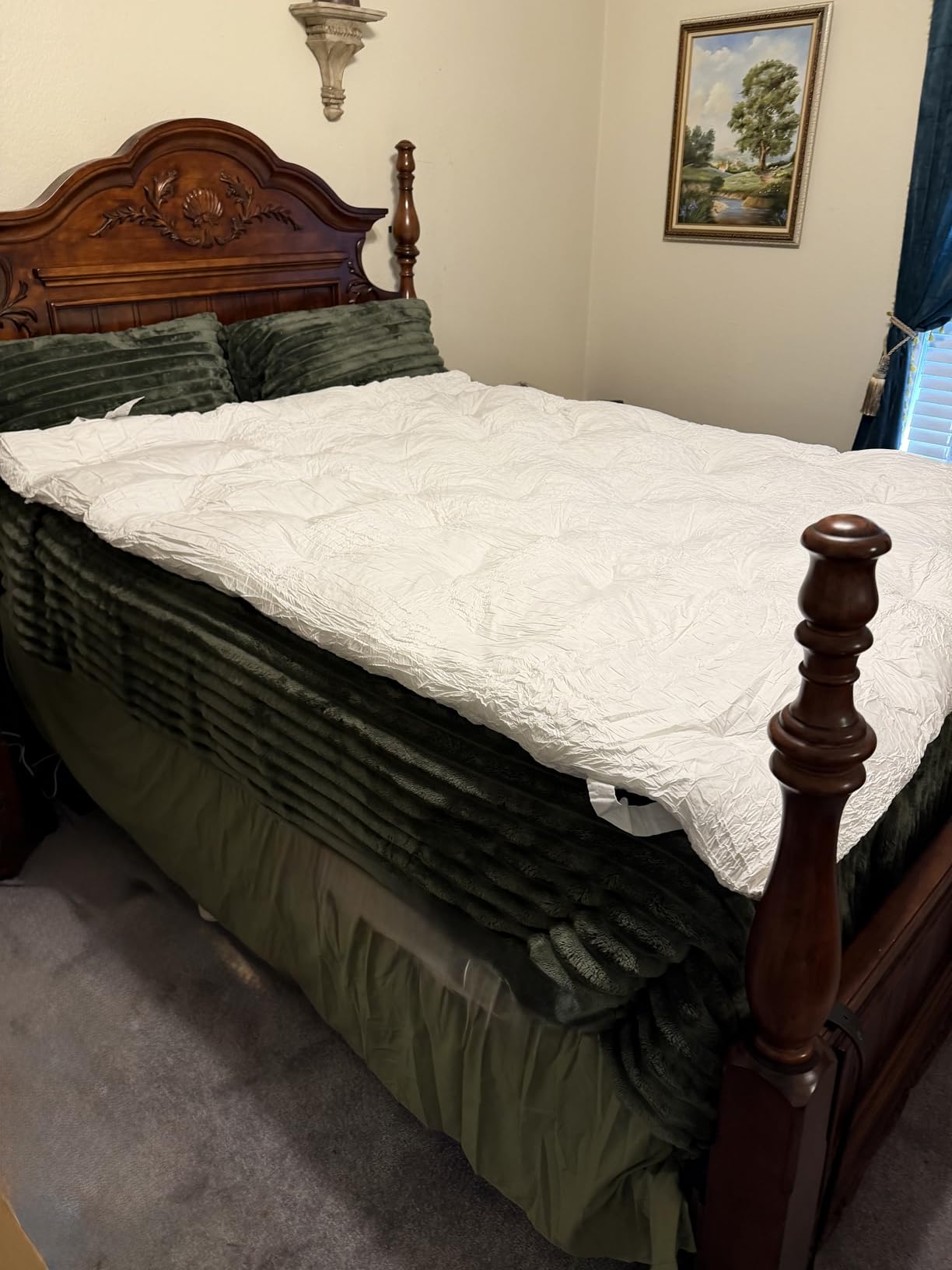 WhatsBedding 3 Inch Feather Bed Mattress Topper, Duck Feather Memory Foam Bed Topper, Soft Fluffy Supportive Pressure Relief Mattress, Queen customer photo 2