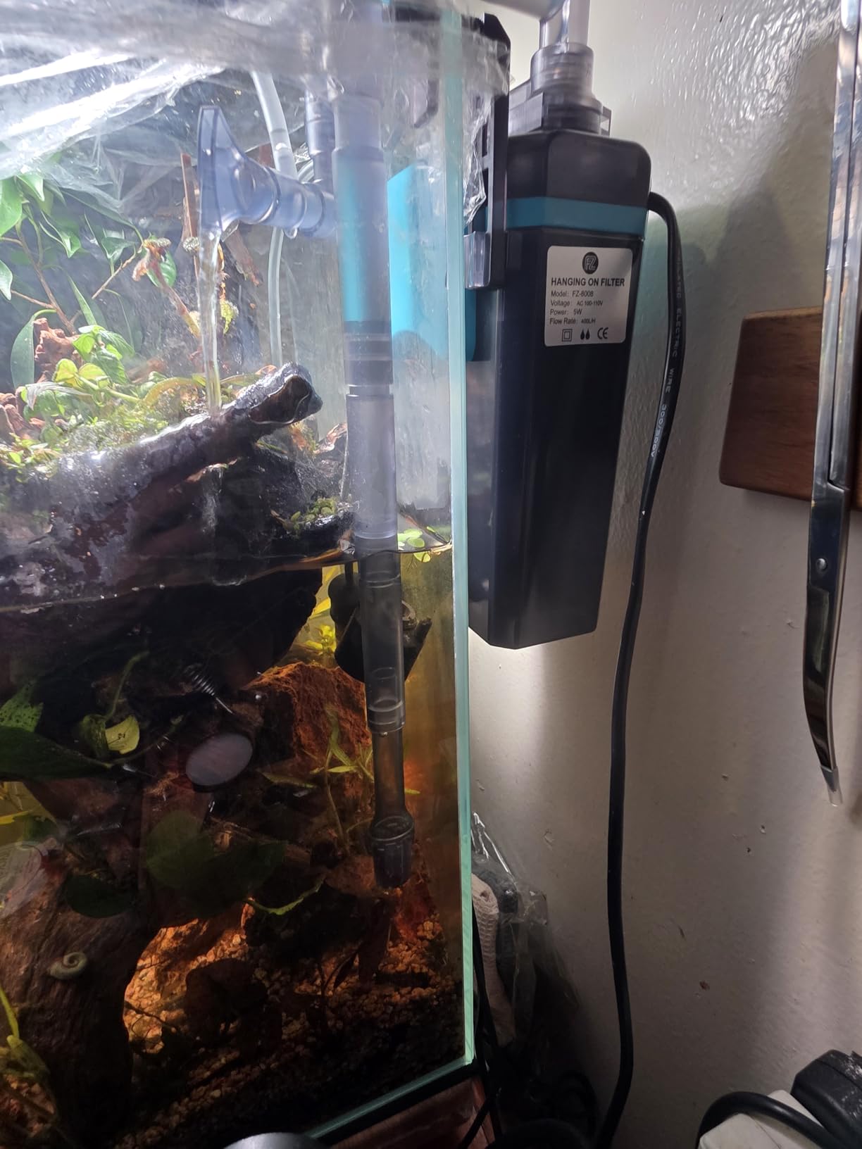 FZONE Aquarium Hang on Back Filter, 4 Stage HOB Filter for Mini and Nano Desktop Tanks, 106GPH Adjustable Flow customer photo 1