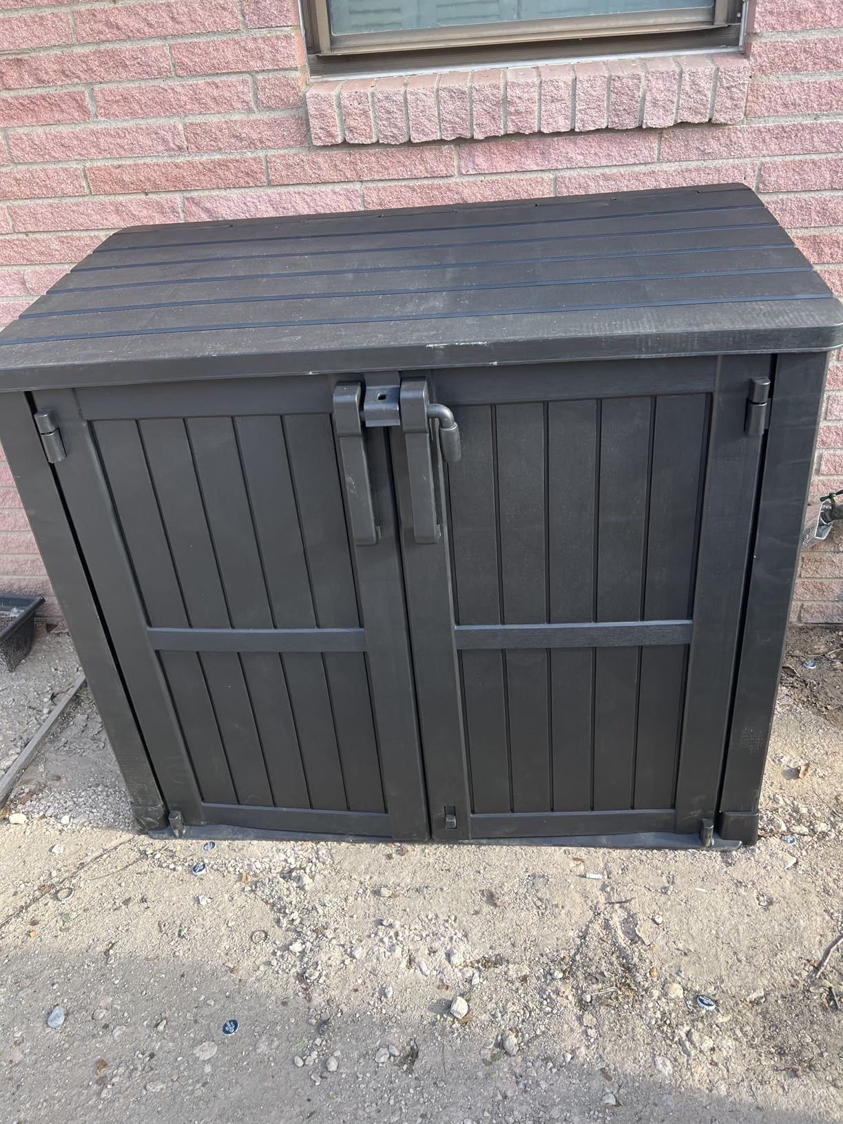 36 Cu Ft Resin Outdoor Storage Shed, Weatherproof Horizontal Outdoor Storage Cabinet with Dual Lock Door for Backyard, Patio, Garage, Garden (Black) customer photo 2