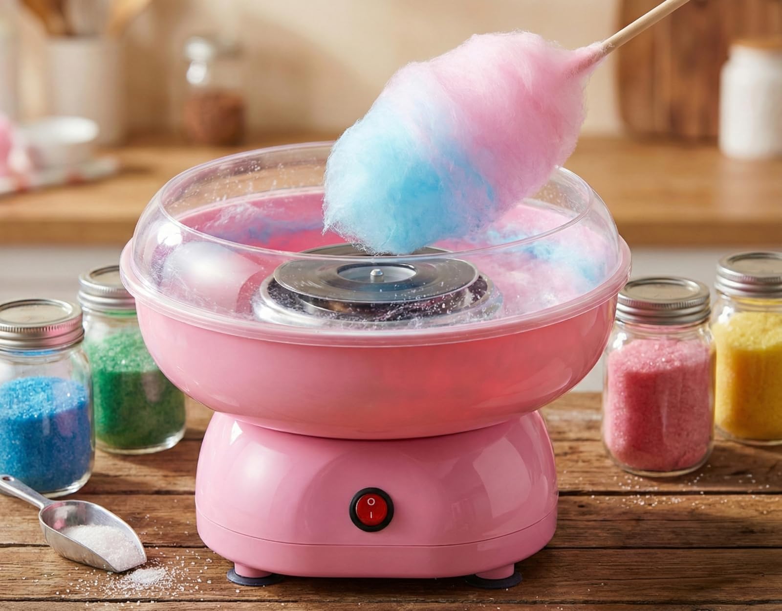 Cotton Candy Machine for Kids & Family, Mini Pink Vintage Cotton Candy Maker with 40 Sticks & Sugar Scoop, Ideal for Birthday Christmas Party Gifts customer photo 2