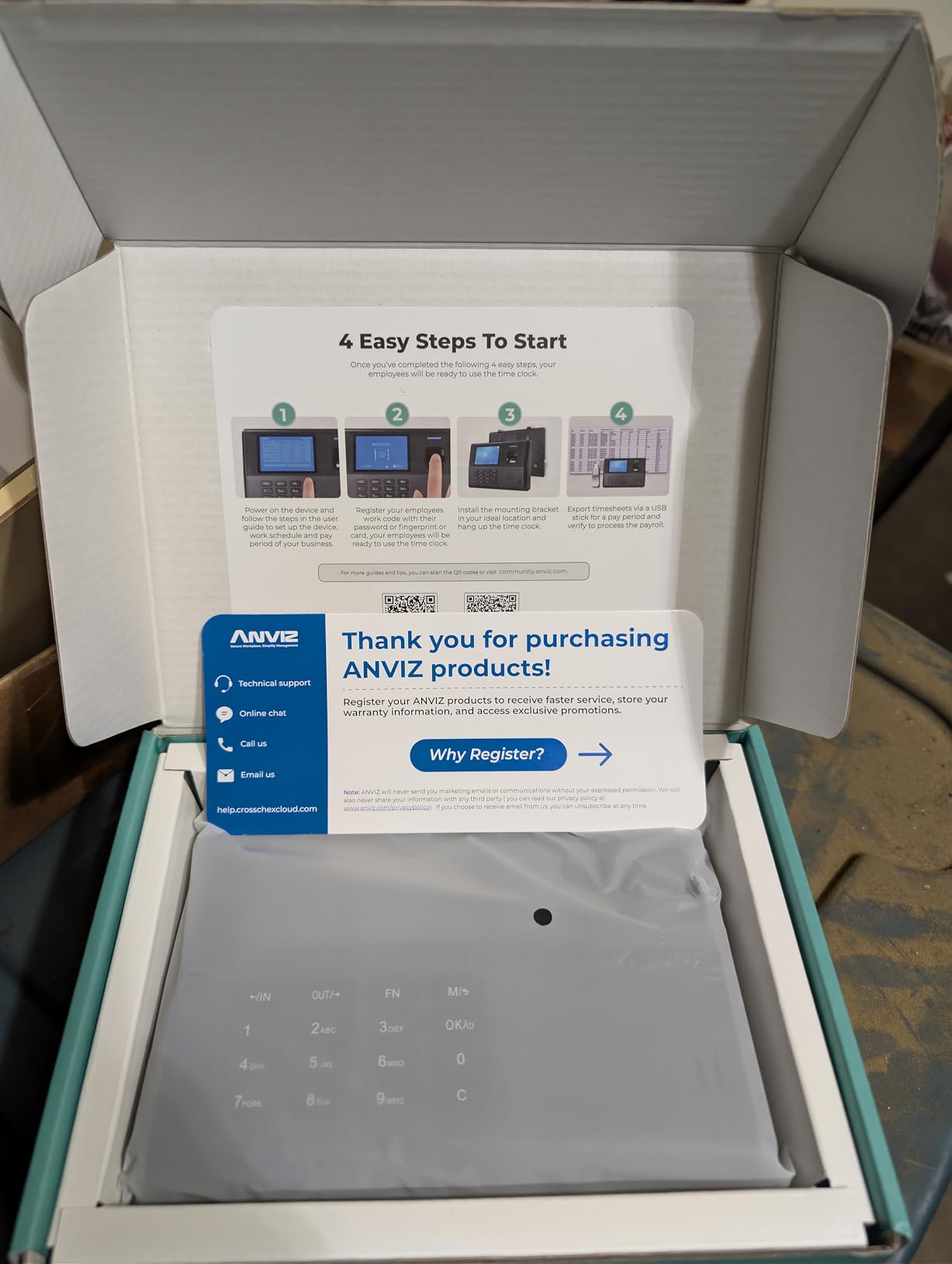 ANVIZ Time Clocks for Small Business Employees CX3 - No Monthly Fee No Software Required - Fingerprint Biometric Clock in and Out Machine - Right Out of The Box, Finger + RFID + Pin Punching customer photo 1
