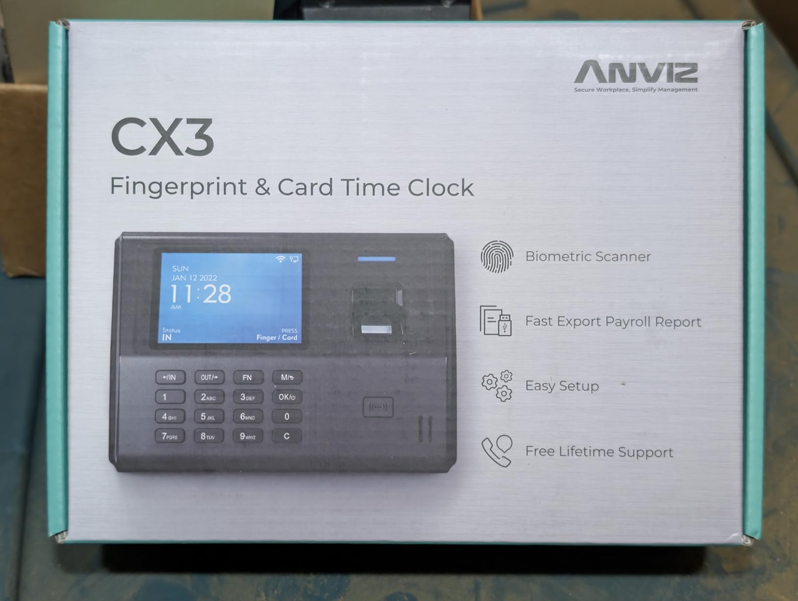 ANVIZ Time Clocks for Small Business Employees CX3 - No Monthly Fee No Software Required - Fingerprint Biometric Clock in and Out Machine - Right Out of The Box, Finger + RFID + Pin Punching customer photo 2