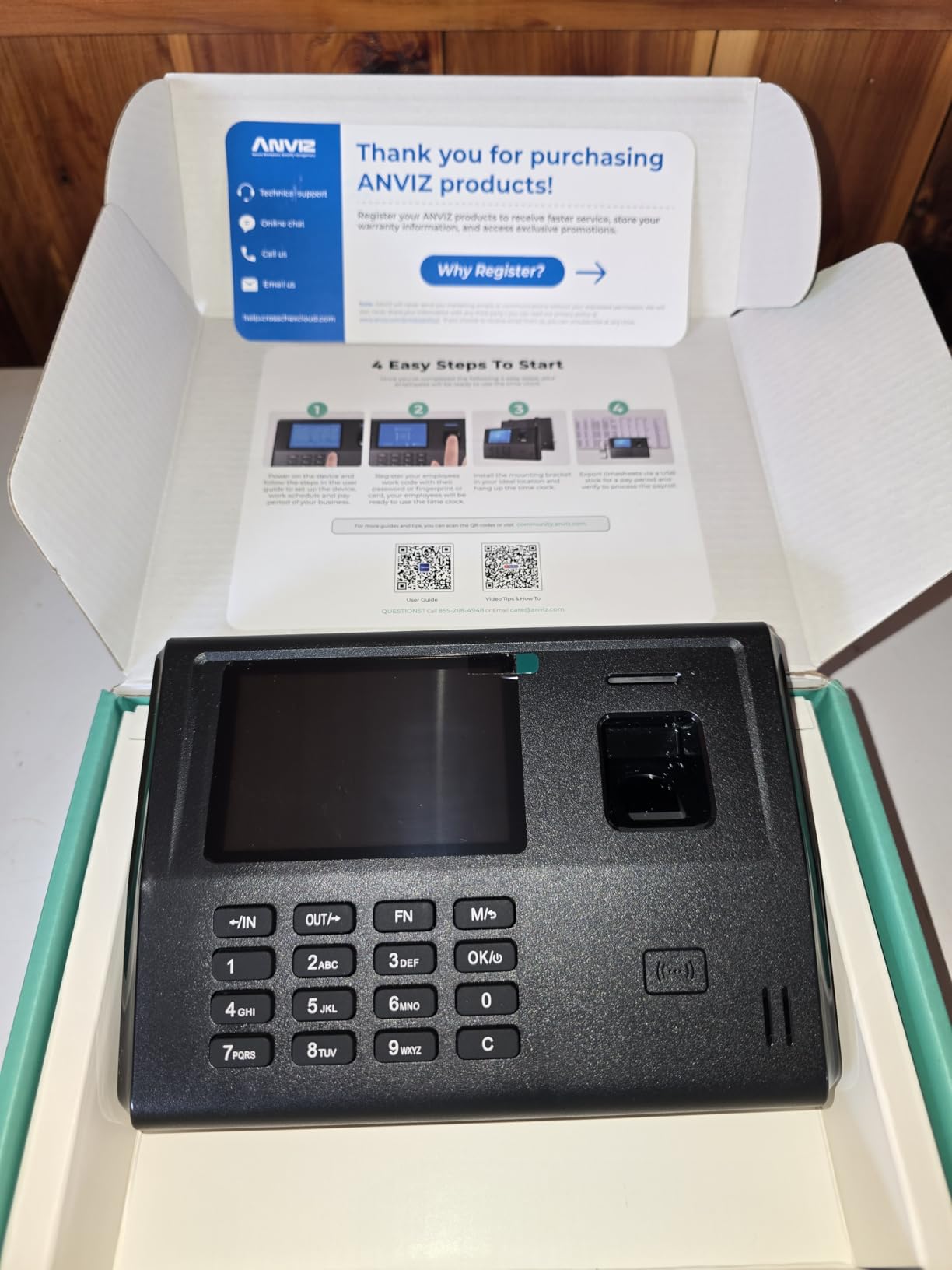 ANVIZ Time Clocks for Small Business Employees CX3 - No Monthly Fee No Software Required - Fingerprint Biometric Clock in and Out Machine - Right Out of The Box, Finger + RFID + Pin Punching customer photo 3
