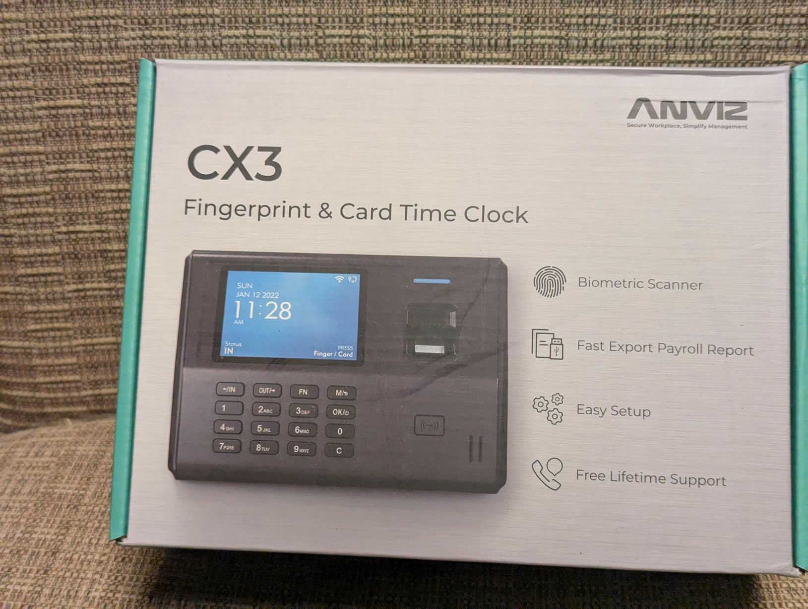ANVIZ Time Clocks for Small Business Employees CX3 - No Monthly Fee No Software Required - Fingerprint Biometric Clock in and Out Machine - Right Out of The Box, Finger + RFID + Pin Punching customer photo 5