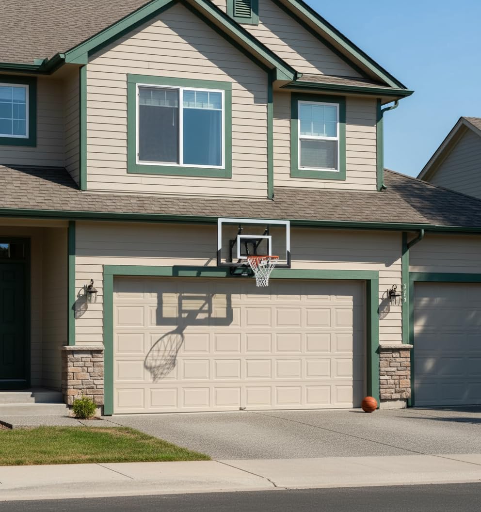 45'' Wall Mounted Basketball Hoop with Shatterproof Backboard, Wall Mount Basketball Goal with Adjustable Height for Garage, Indoor & Outdoor Use customer photo 2