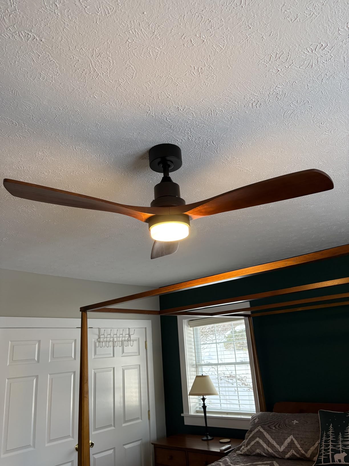 Sofucor Smart Ceiling Fan with Light, 52 Inch Solid Wood Ceiling Fans with Lights and Remote, Work with Alexa/Google, Low Profile Indoor/Outdoor Ceiling Fan, Quiet DC Motor, for Bedroom Patio Farmhouse customer photo 2