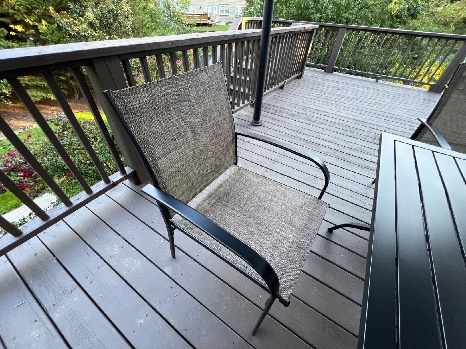 HERA'S HOUSE Patio Table and Chairs for 6, 7 Pieces Outdoor Deck Dining Sets, Wood-Like Rectangular Metal Table Set with Chairs for Lawn Garden Backyard, Brown customer photo 2