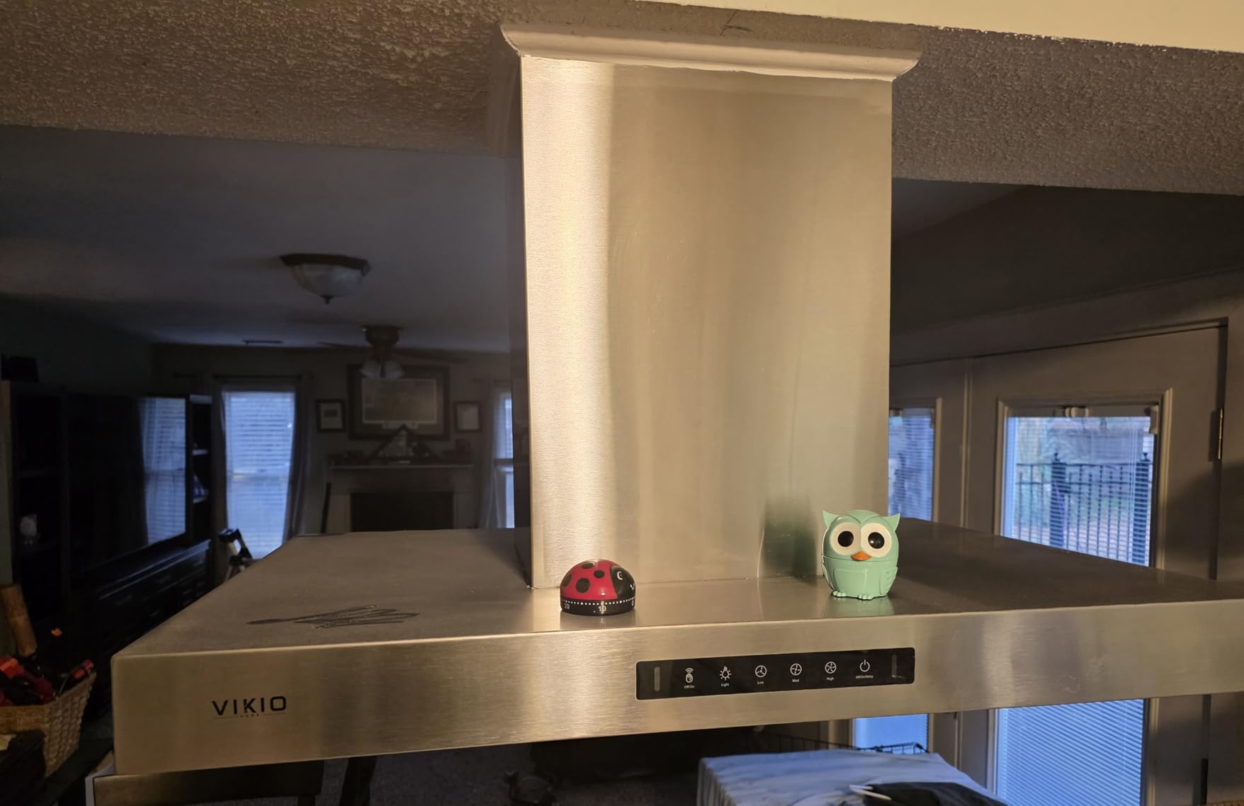 VIKIO HOME Island Range Hood 36 Inch, 980 CFM Island Mount Range Hood with Dual-Sided Touch/Gesture Control, Ceiling Mount kitchen Hood customer photo 1