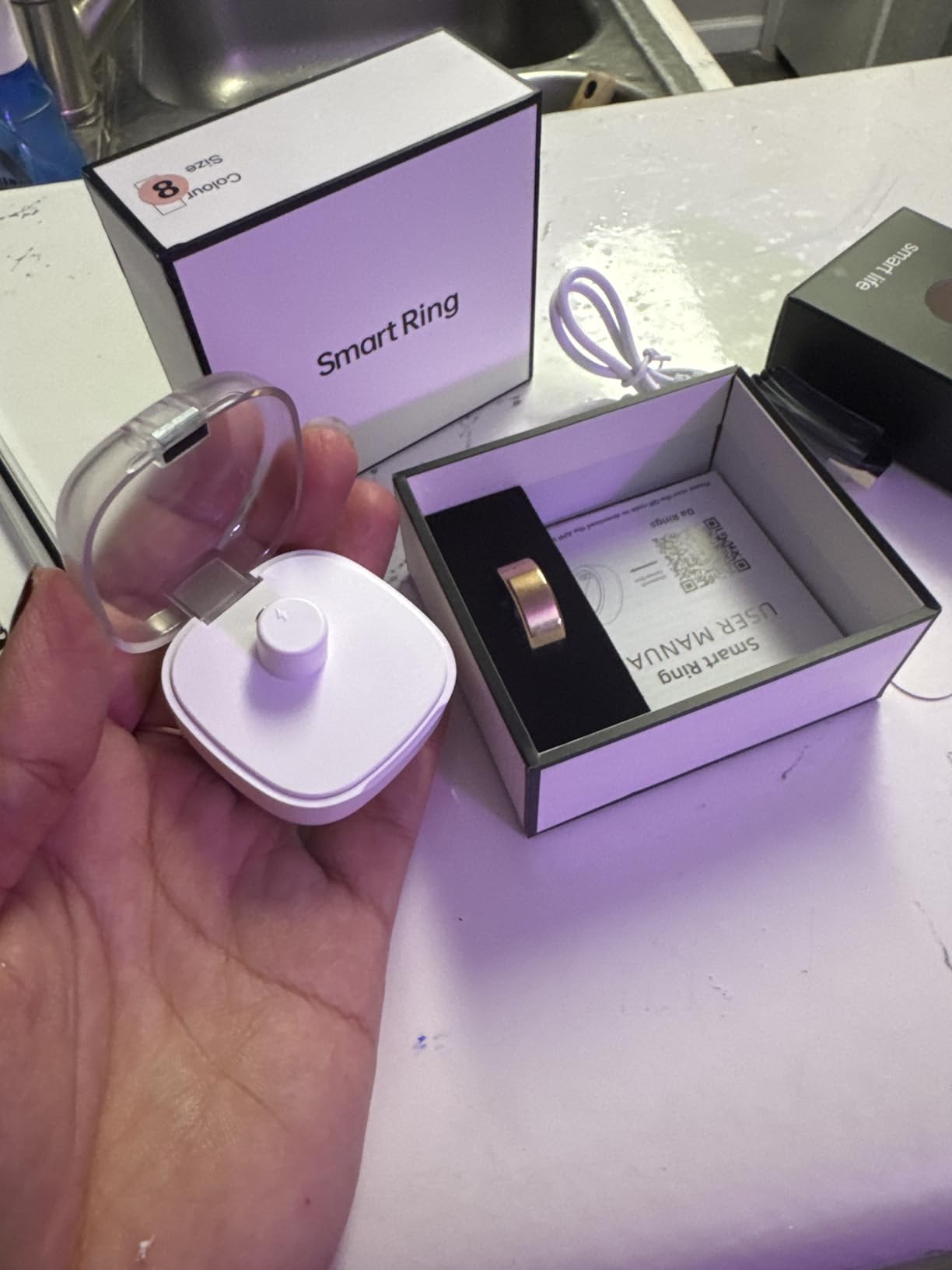 Smart Health Ring, Featuring Stress and Sleep Monitoring Functions, Compatible with iOS and Android, Waterproof Fitness Tracker for Women & Men, No Subscription Fee. (Black, 9) customer photo 2