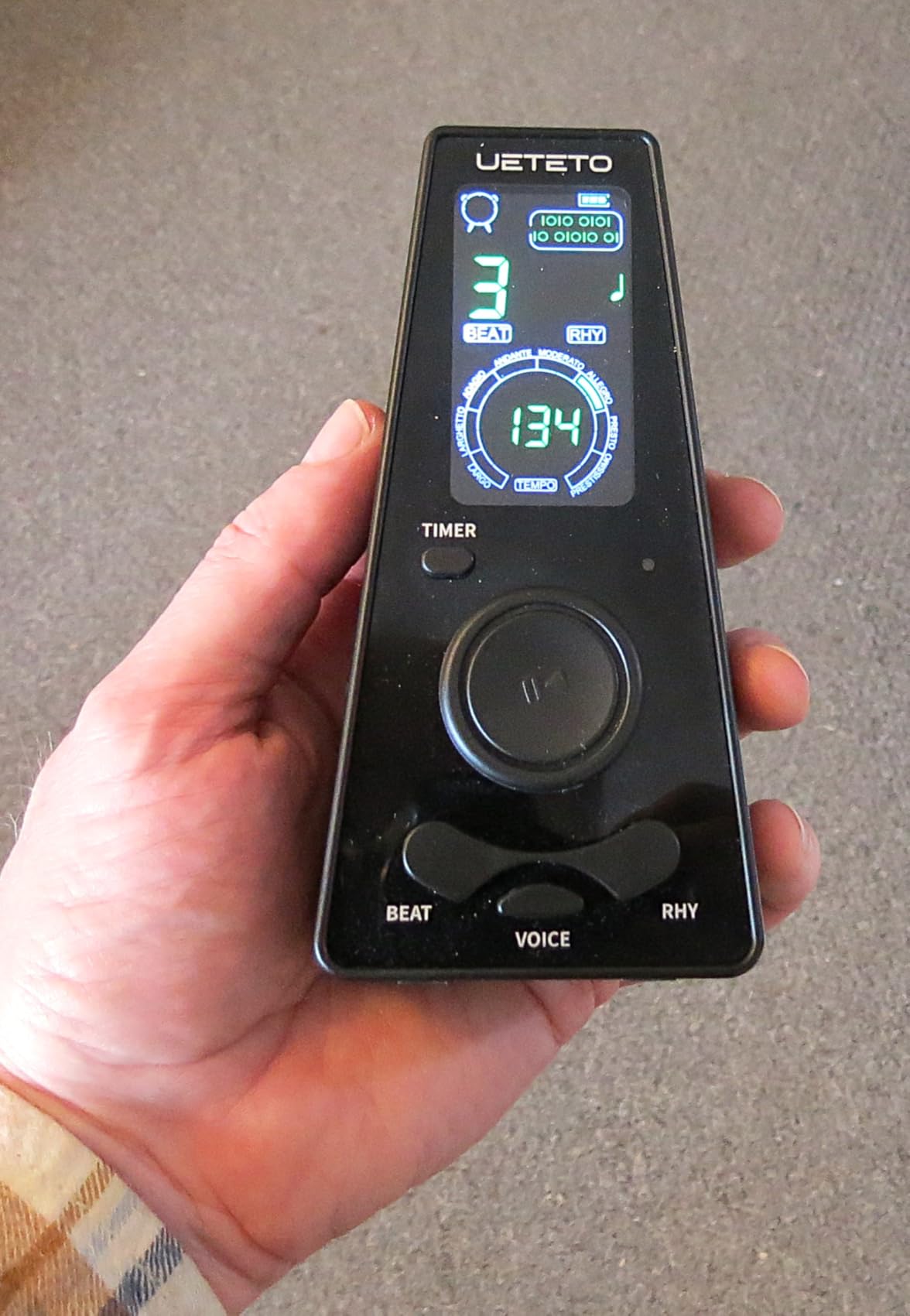Ueteto Digital Metronome for Piano, Guitar, Drum, Violin Practice, Metronome with Human Voice and Headphone Jack, 9 Rhythms, 40-208 BPM, Timer Function for Musicians customer photo 1