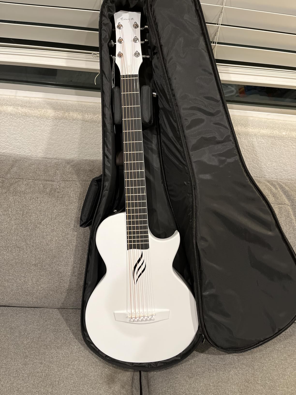 Enya Nova Go Carbon Fiber Acoustic Guitar 1/2 Size Beginner Adult Travel Acustica Guitarra w/Starter Bundle Kit of Colorful Gift Packaging, Acoustic Guitar Strap, Gig Bag, Cleaning Cloth(Blue) customer photo 1