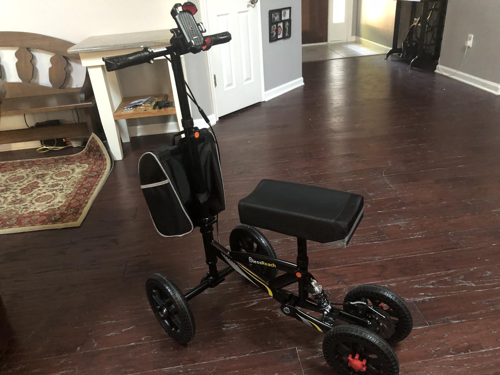 BlessReach 350 Lbs Capacity Foldable All Terrain Knee Scooter Walker - Economical Foot Injury Crutch Alternative - Black customer photo 2