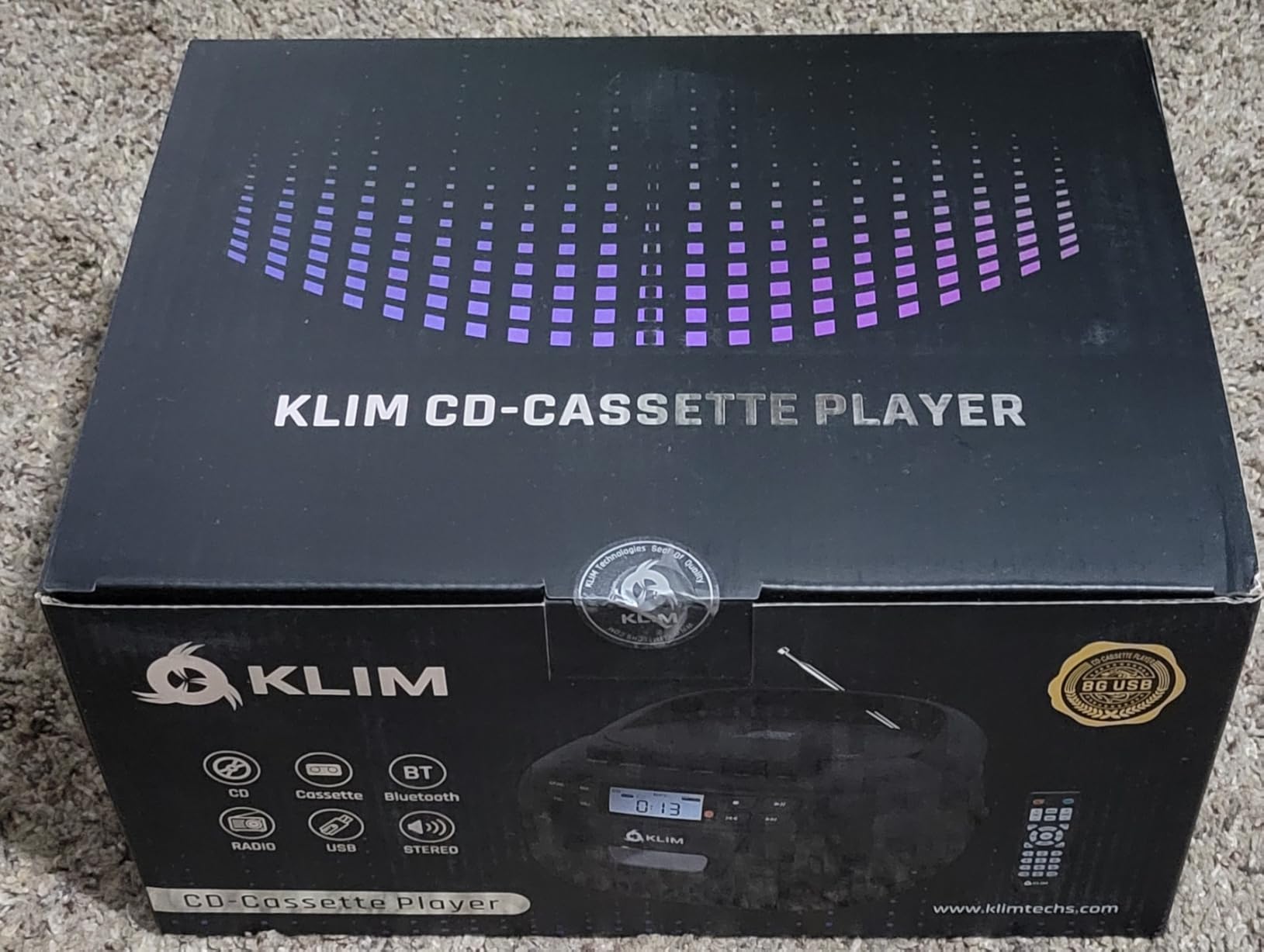 KLIM CD Player & Cassette Tape Player with Case, Bluetooth Boombox, AM/FM Radio, Stereo Sound, Remote, CD and Cassette Combo, Tape Recording, USB Drive, AUX, AC/DC Powered customer photo 2