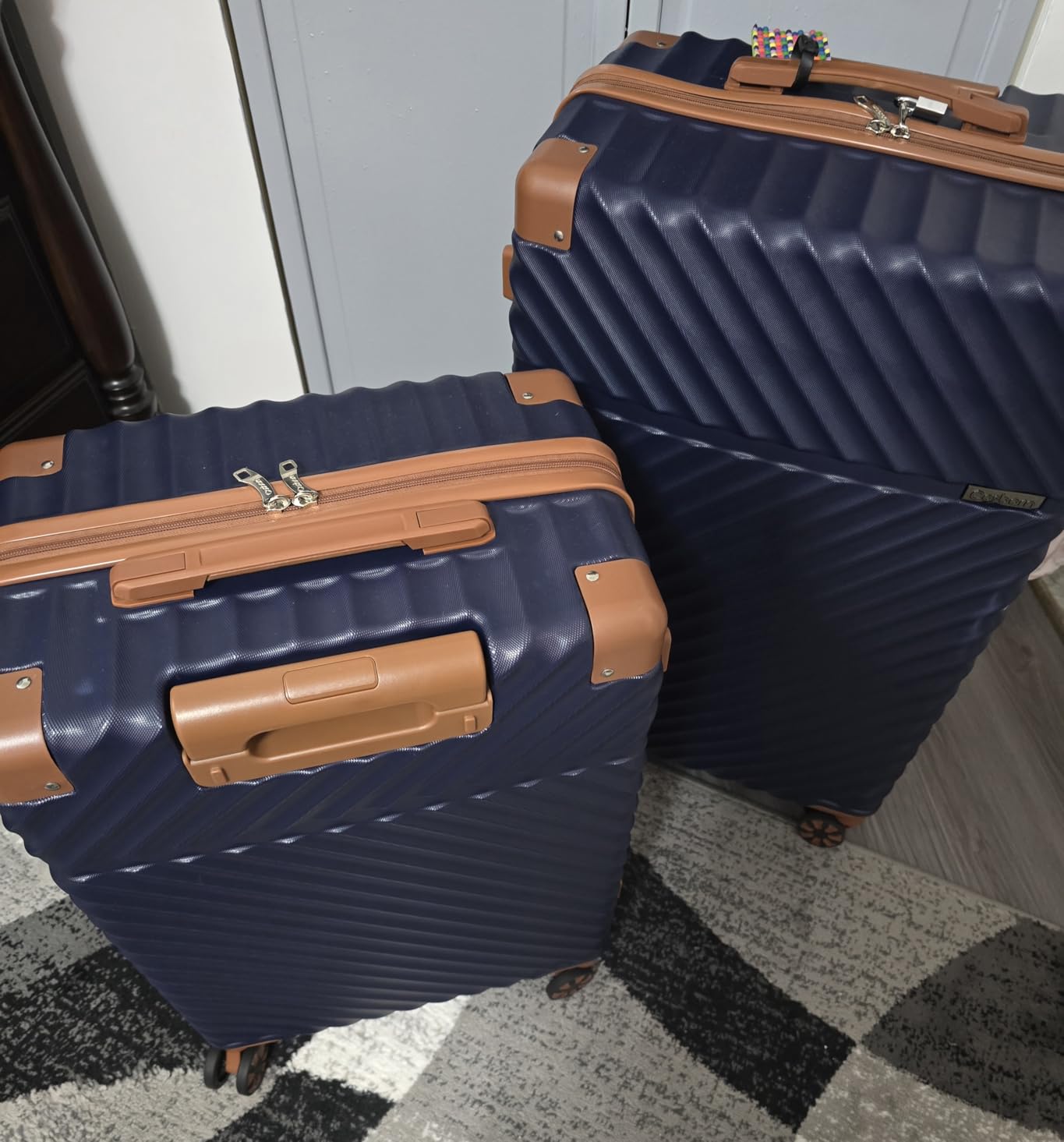 Luggage Sets 5 Piece with TSA Lock Spinner Wheels, Unisex Hard Case ABS Suitcase Set, Hardshell Lightweight Waterproof Travel Hardside Suitcases with Wheels for Women Men,Beige customer photo 2